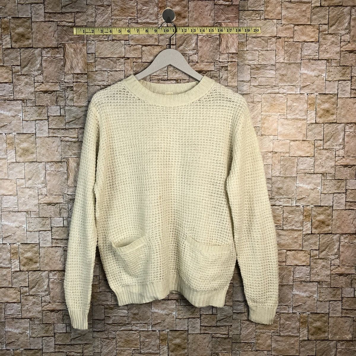 Homespun Knitwear × Japanese Brand × Vintage GU White double pocket sweatshirt Knitwear #A843 Size US L / EU 52-54 / 3 - 1 Thumbnail
