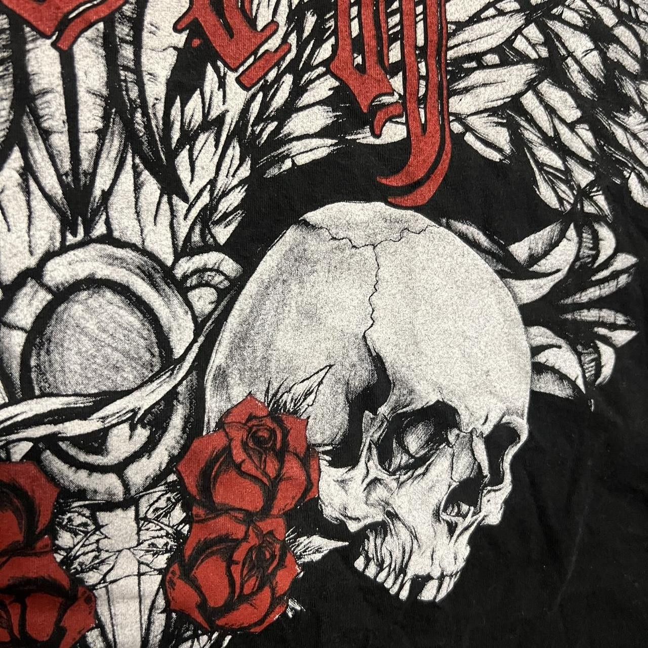 Japanese Brand × Vintage Vintage Y2K Affliction Style Skull Rose and Wings Glory Tee! Size US L / EU 52-54 / 3 - 3 Thumbnail