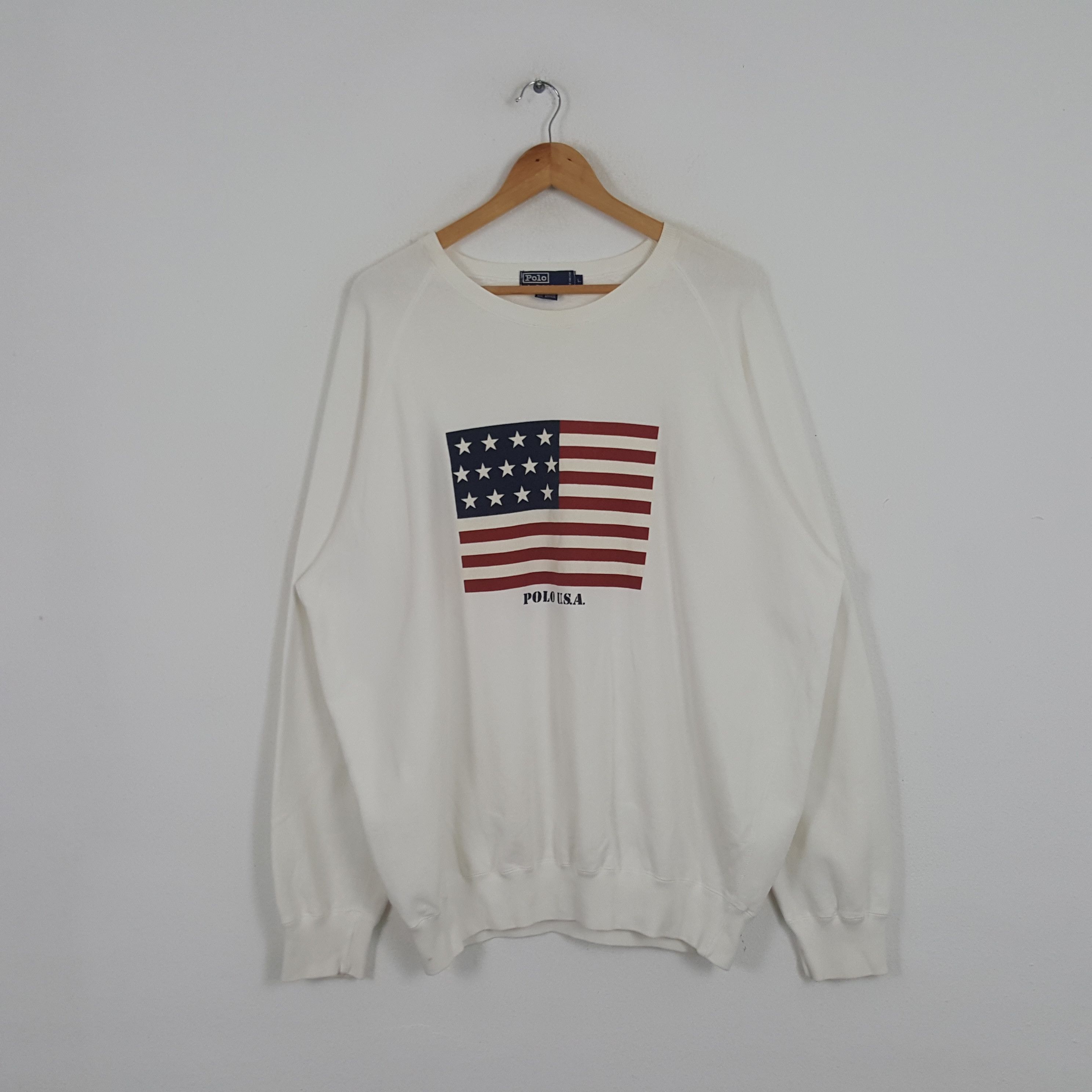 Polo Ralph Lauren × Vintage Vintage Polo USA American USA Flag Sweatshirt Size US XXL / EU 58 / 5 - 1 Thumbnail