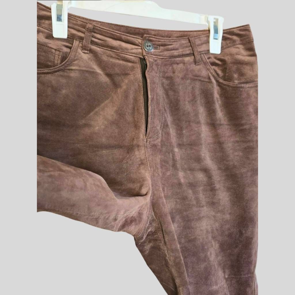Chicos CHICO'S Brown Leather Pants Size 15 Straight Leg Mid Rise Ge Size 36" / US 14 / IT 50 - 6 Thumbnail