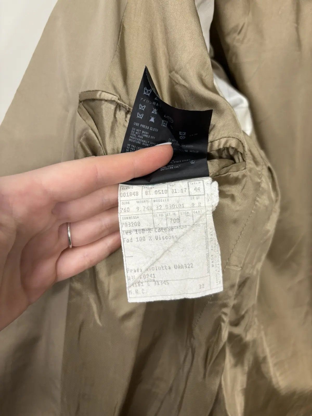 Prada × Vintage Prada Men's Cotton 2-Buttons Classic Formal Blazer Jacket Size 44R - 11 Thumbnail