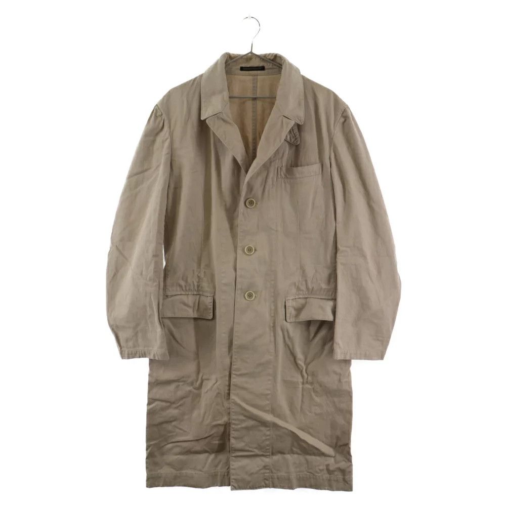 image of Yohji Yamamoto Pour Homme 22Ss Cotton Twill Long Jacket in Beige, Men's (Size Medium)