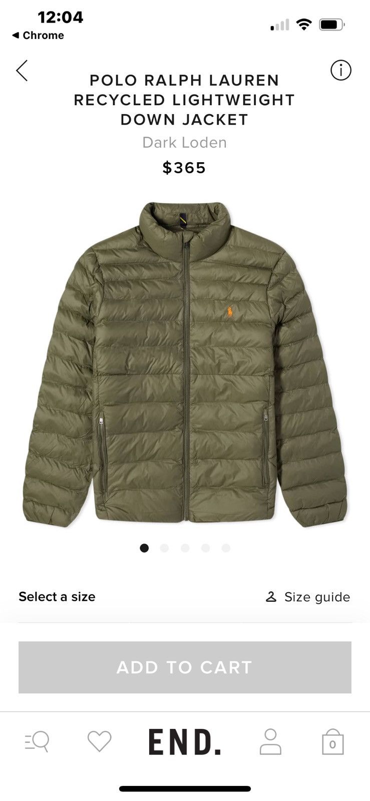 image of Polo Ralph Lauren Ralph Laurent Olive Puffer Jacket in Green, Men's (Size 2XL)