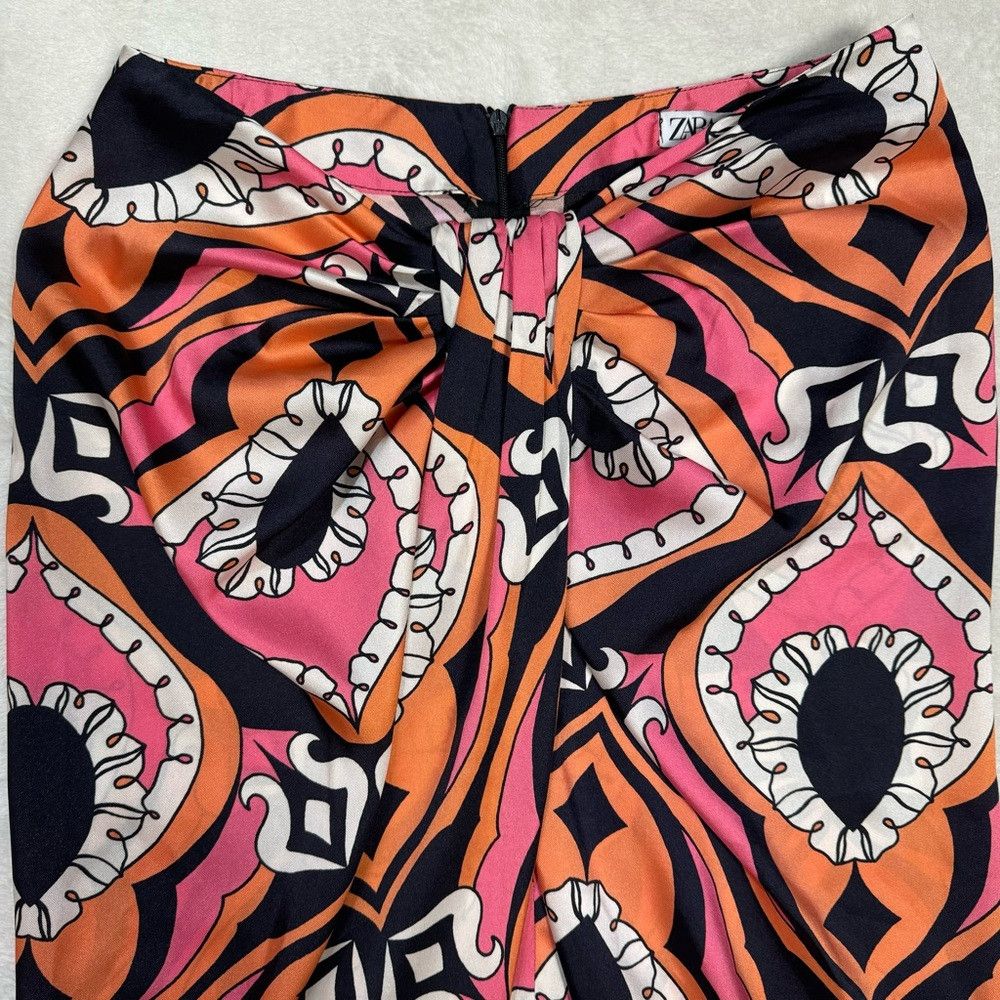 Zara NWT New Zara Printed Knotted Satin Skirt Size S Size 28" / US 6 / IT 42 - 6 Thumbnail