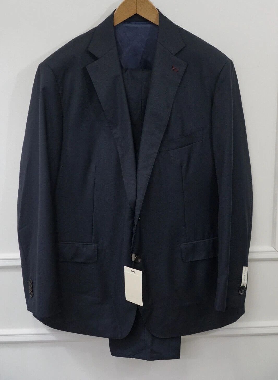 Suitsupply Men Suitsupply 3 Piece Suit Lazio Navy Blueline 110's US54S Size 54R - 1 Thumbnail