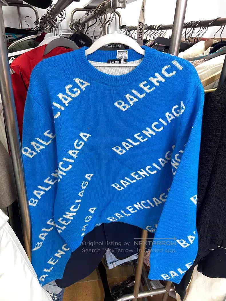 Balenciaga Balenciaga Blue barrage print sweater Size US S / EU 44-46 / 1 - 1 Thumbnail