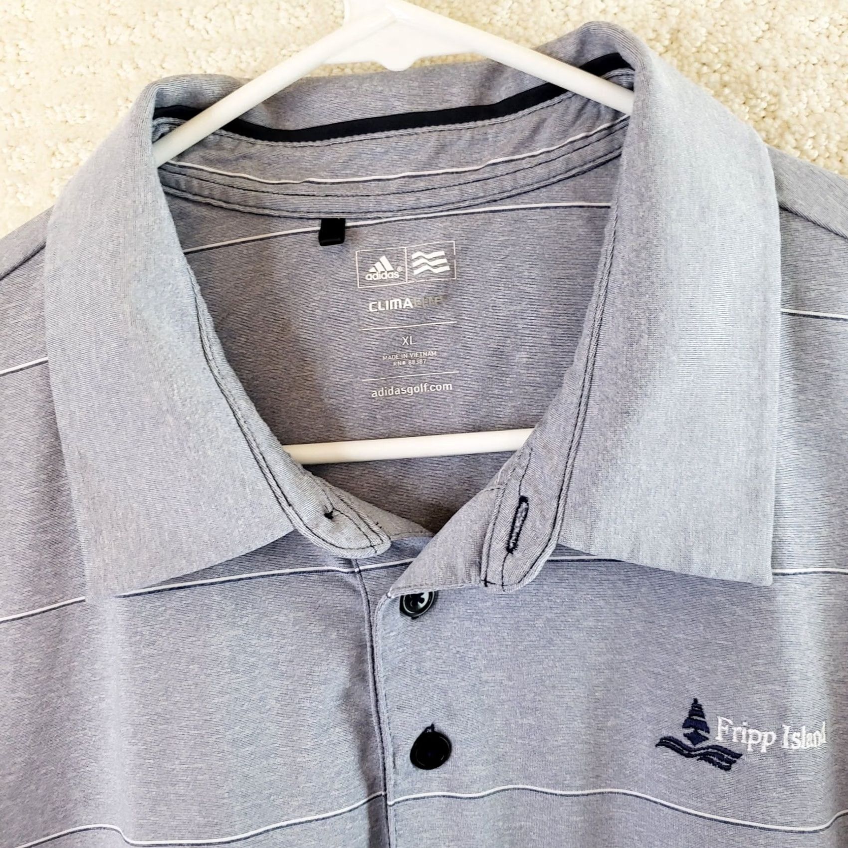 Adidas Adidas Climalite Golf Polo Shirt Mens XL Gray Striped Short Sleeve Collared QB Quick Dry Breathable Moisture Wicking Performance Polo Size US XL / EU 56 / 4 - 4 Thumbnail