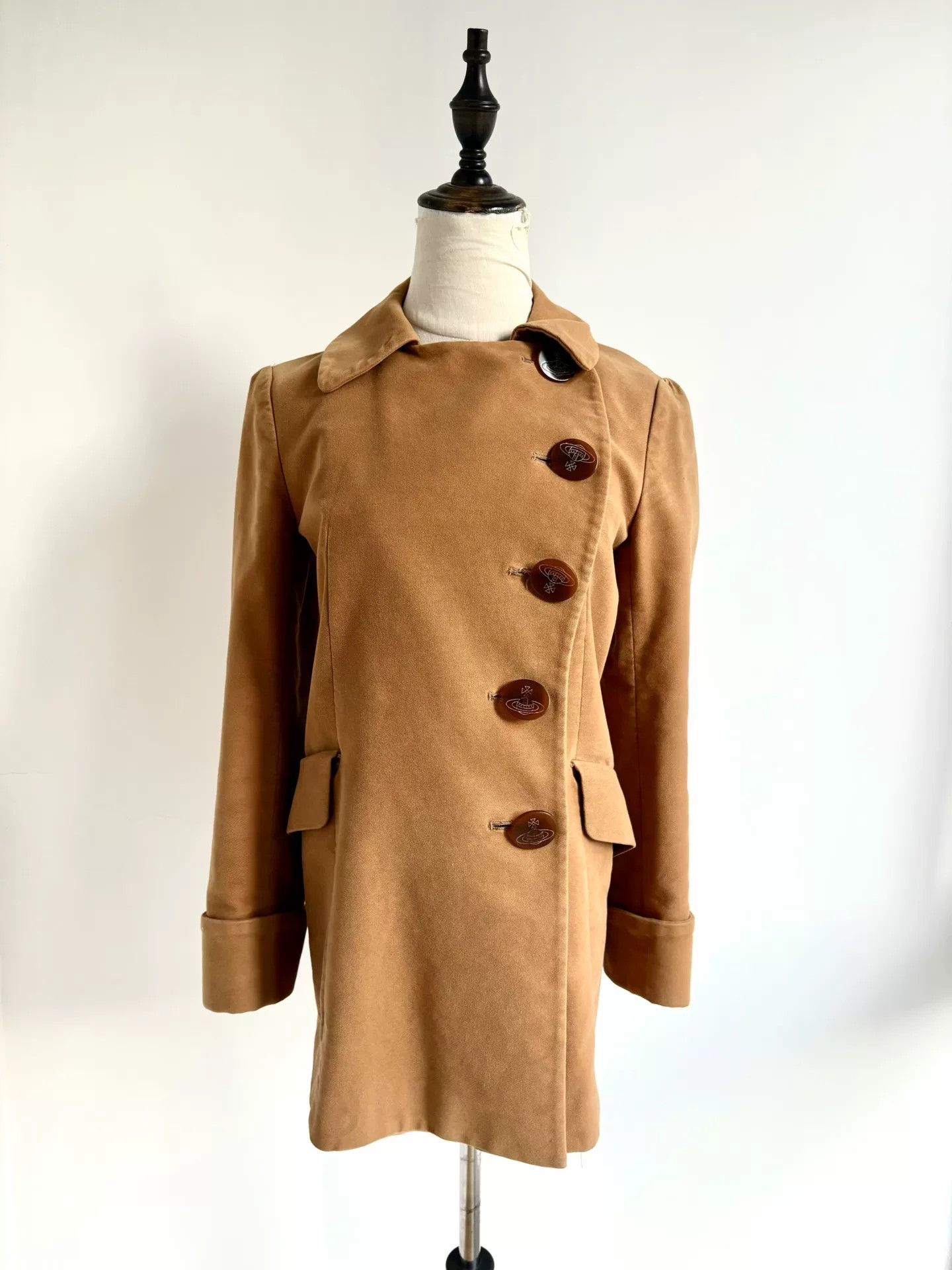 vivienne westwood brown asymmetric button coat