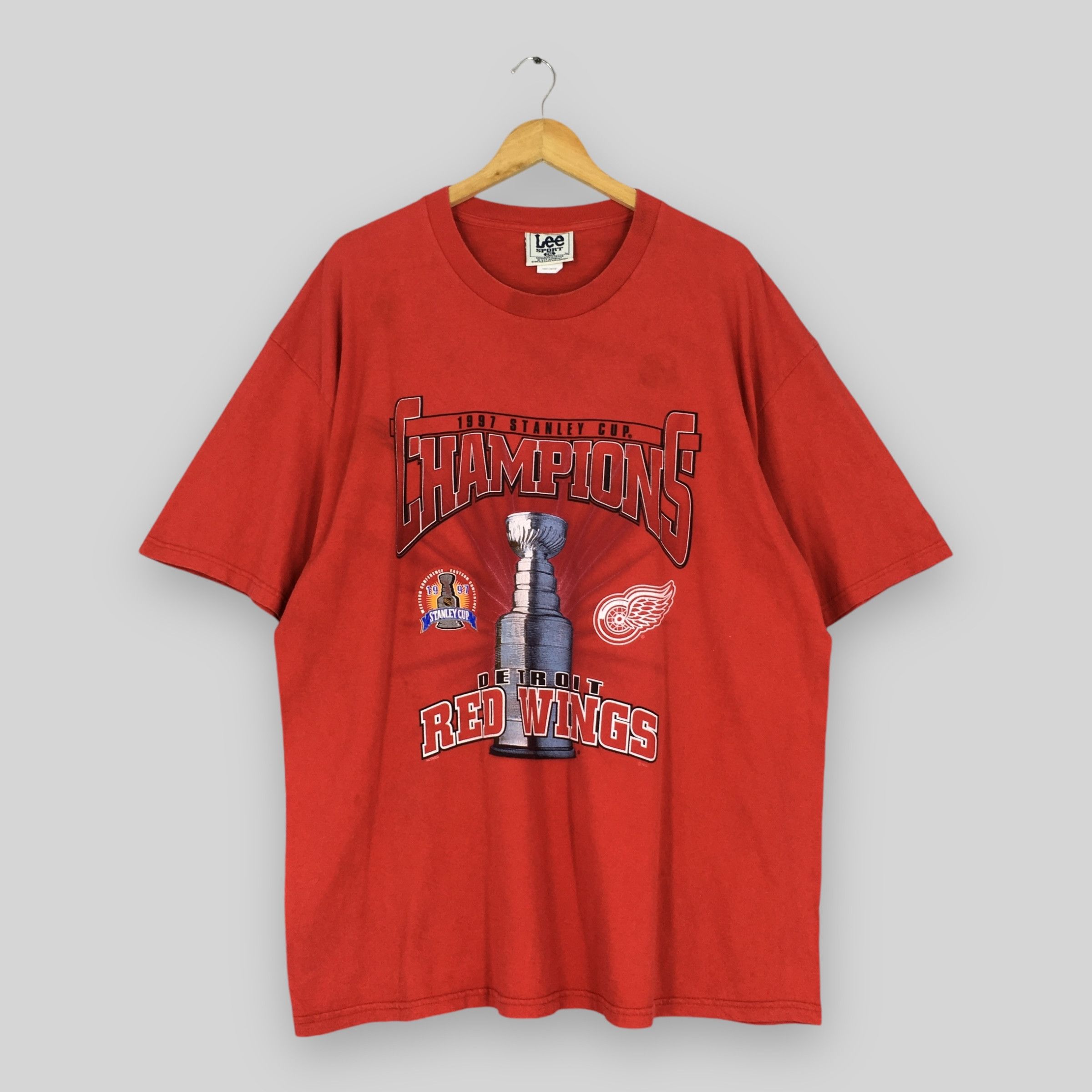 NHL Vintage 90s Detroit Red Wings NHL T Shirt XXLarge Size US XXL / EU 58 / 5 - 1 Thumbnail