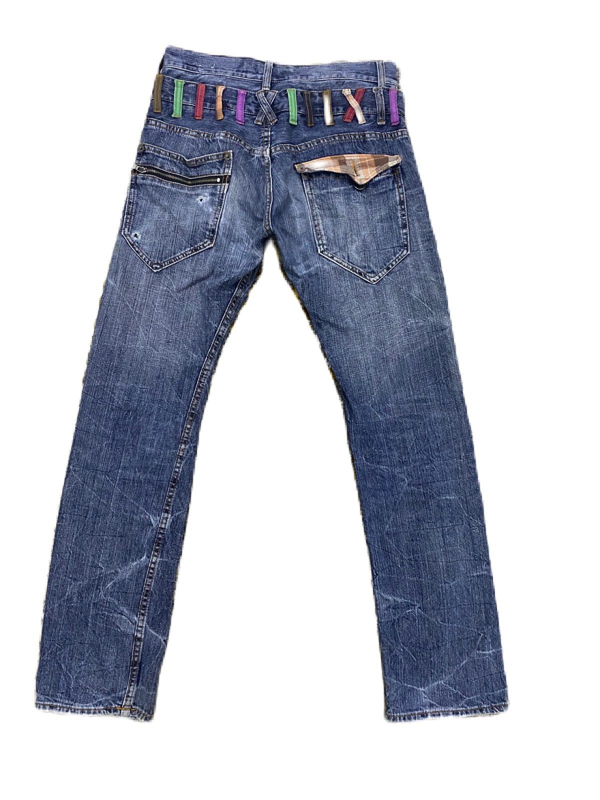 Japanese Brand × Junya Watanabe × semanticdesign JAPAN BRAND ORIRIN RIPPED JEANS DOUBLE WAIST DESIGN RARE Size US 32 / EU 48 - 5 Thumbnail
