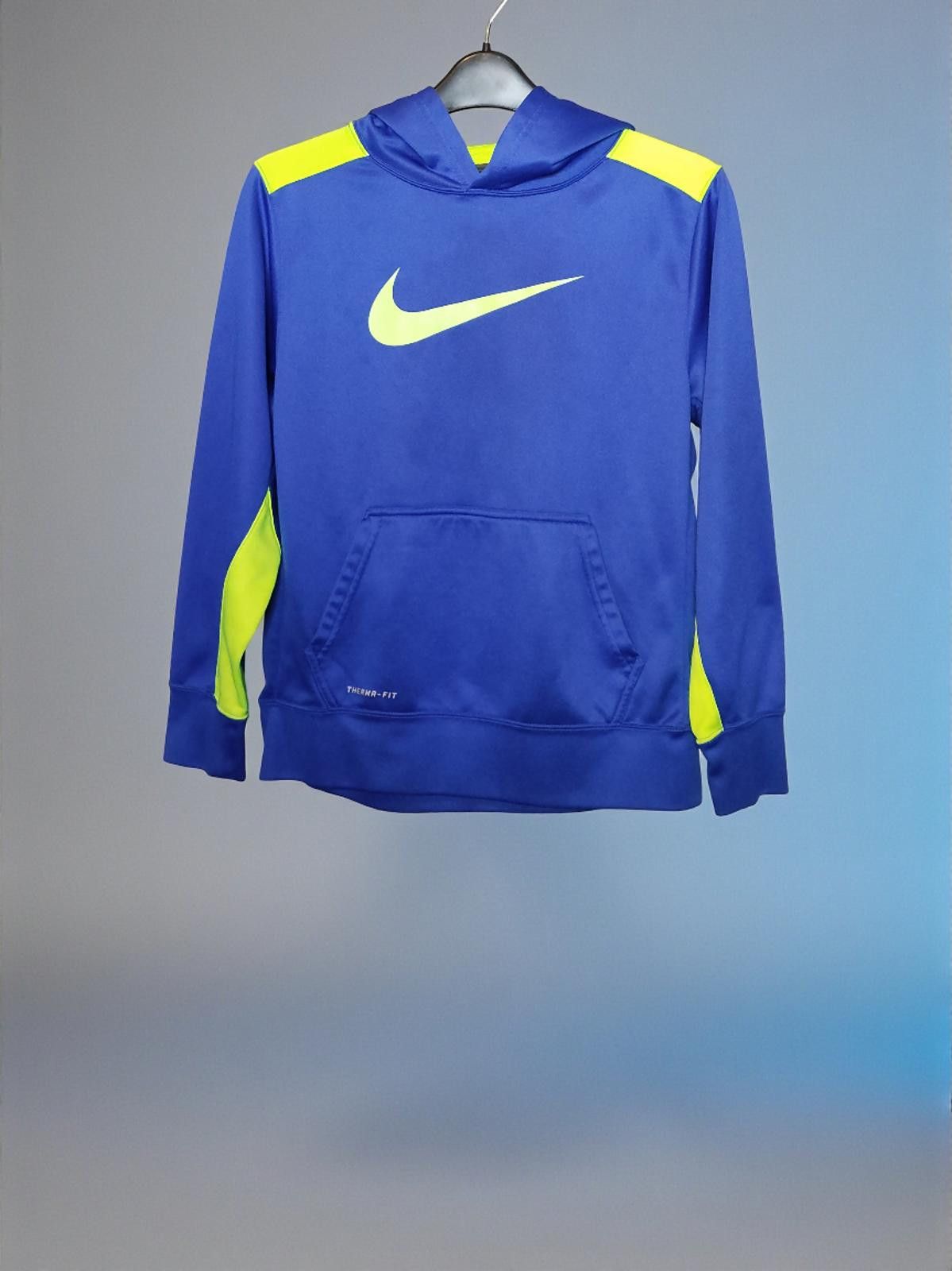 Nike Nike Boys' Large Blue and Neon Green Hoodie Size US L / EU 52-54 / 3 - 3 Thumbnail