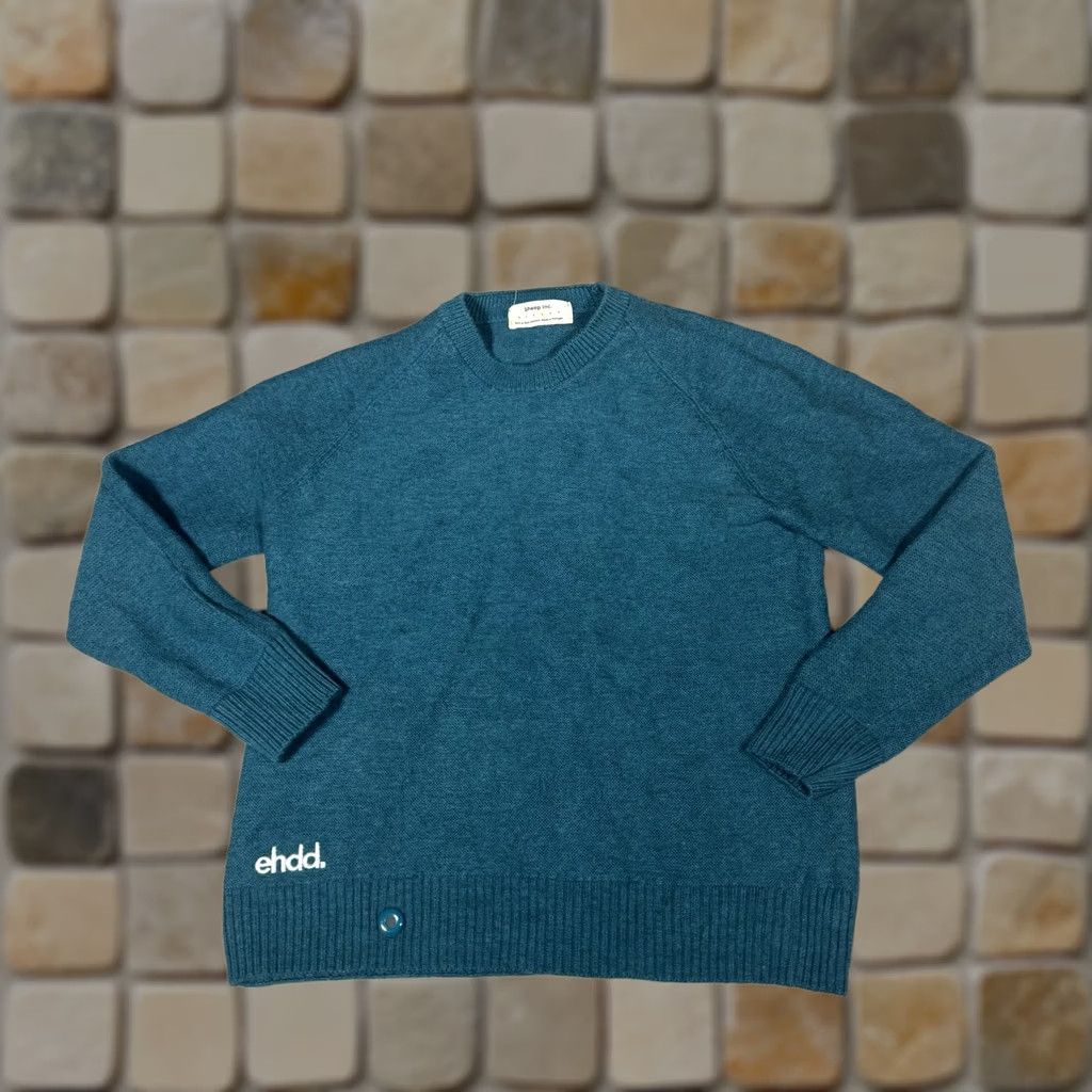 Vintage Sheep INC Sweater Mens Pullover Crew Neck Blue 100% Merino Wool Classic Knit Tight-Knit Hand Wash Only Yellow Circle Logo (3) Size US S / EU 44-46 / 1 - 1 Thumbnail