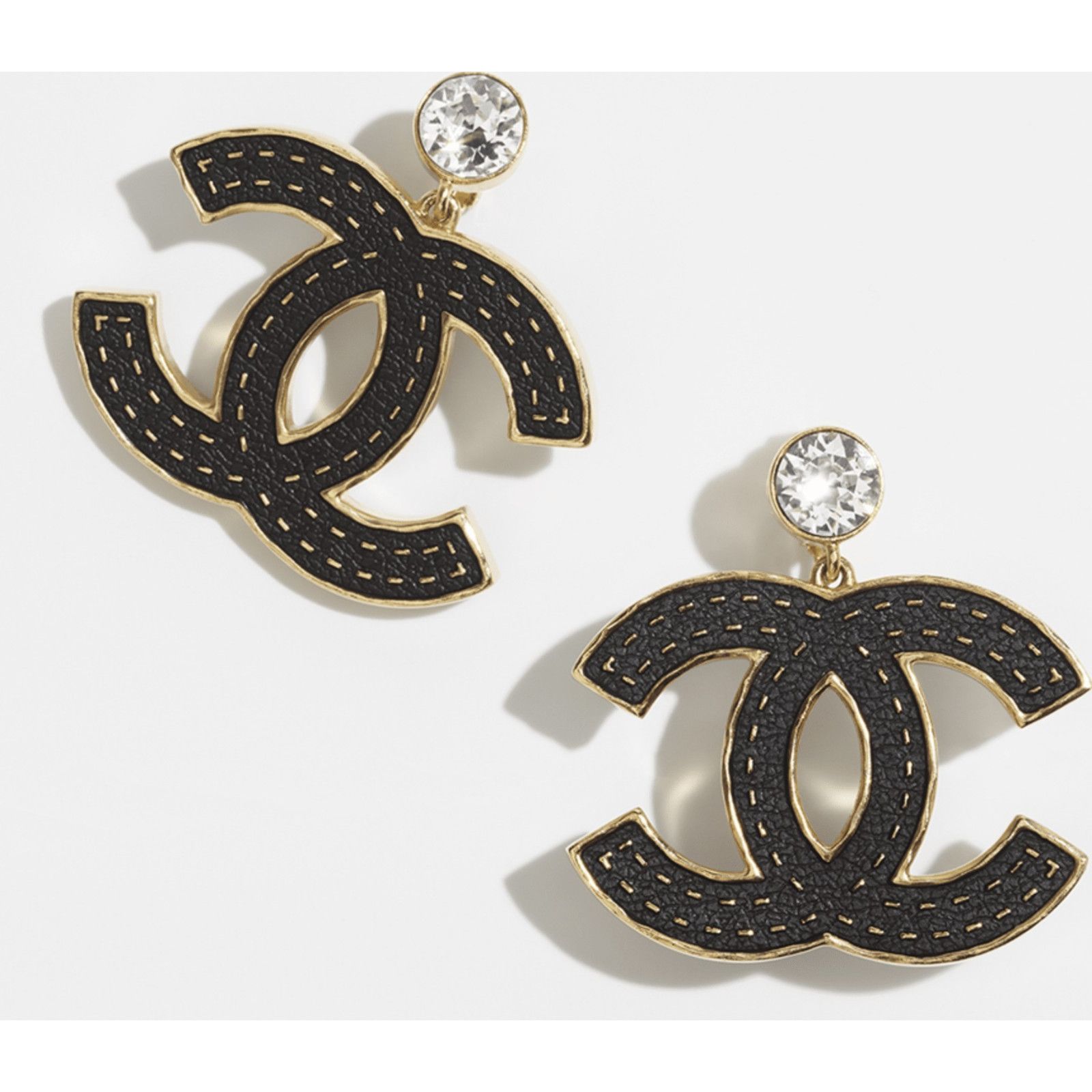 Chanel Chanel Gold Crystal Clip On Dangle Drop Statement Earrings Size ONE SIZE - 3 Thumbnail