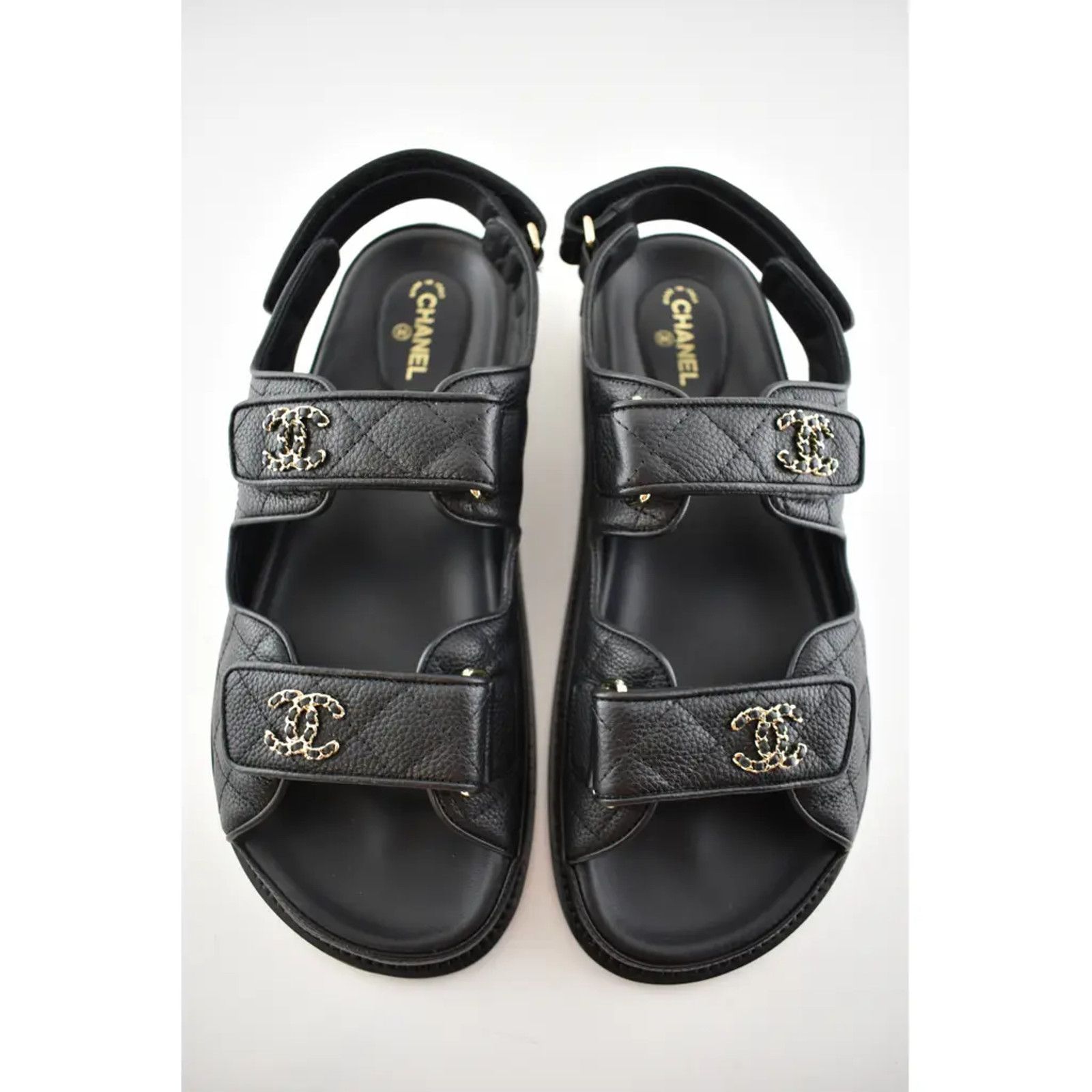 Chanel Chanel REV Black Caviar Gold CC Logo Mule Slide Strap Size US 9 / IT 39 - 8 Thumbnail