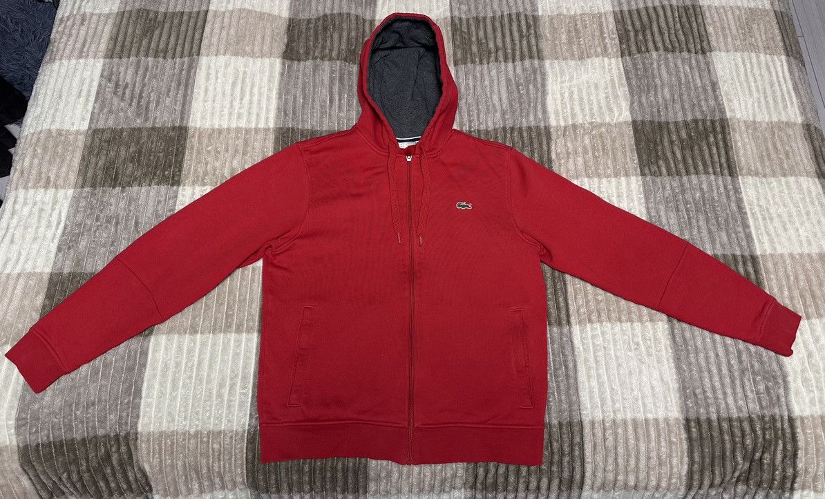 Vintage Lacoste zip Hoodie size M red logo
