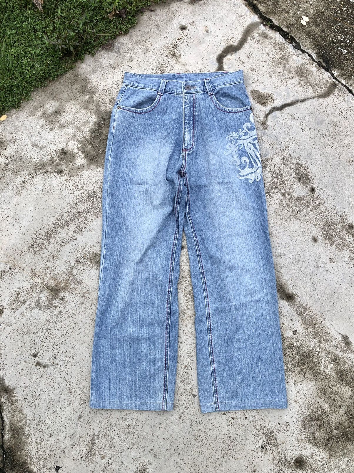 Hypebeast BAGGY⚡️⚡️LONDON JEANS SINGLE BACK POCKET DENIM Size US 29 - 1 Thumbnail