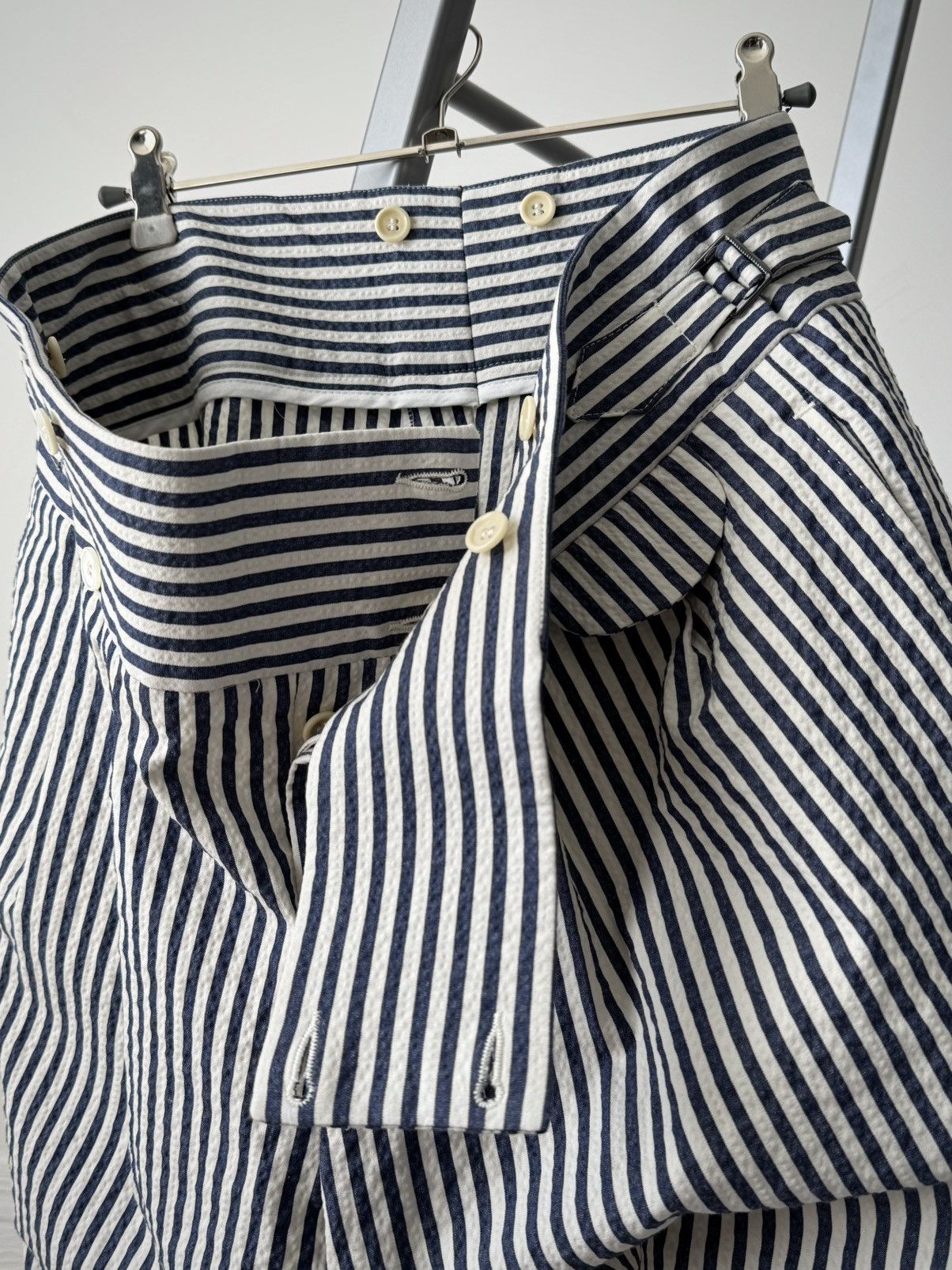 Designer Amarcord Bespoke Double Breasted Cotton Striped Suit Size 42R - 5 Thumbnail
