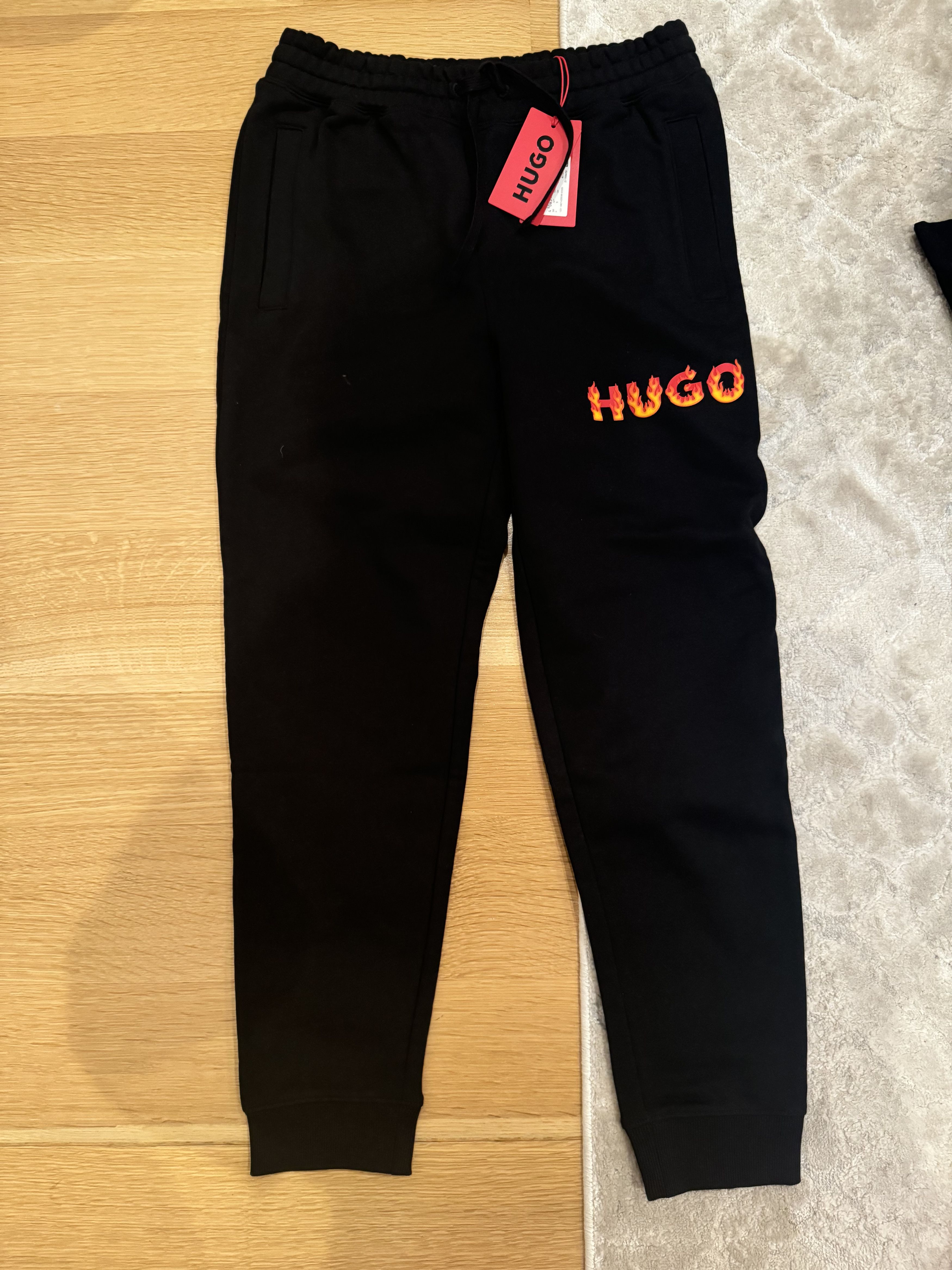 Hugo Boss COTTON TERRY TRACKSUIT BOTTOMS WITH PUFFED FLAME LOGO Grailed