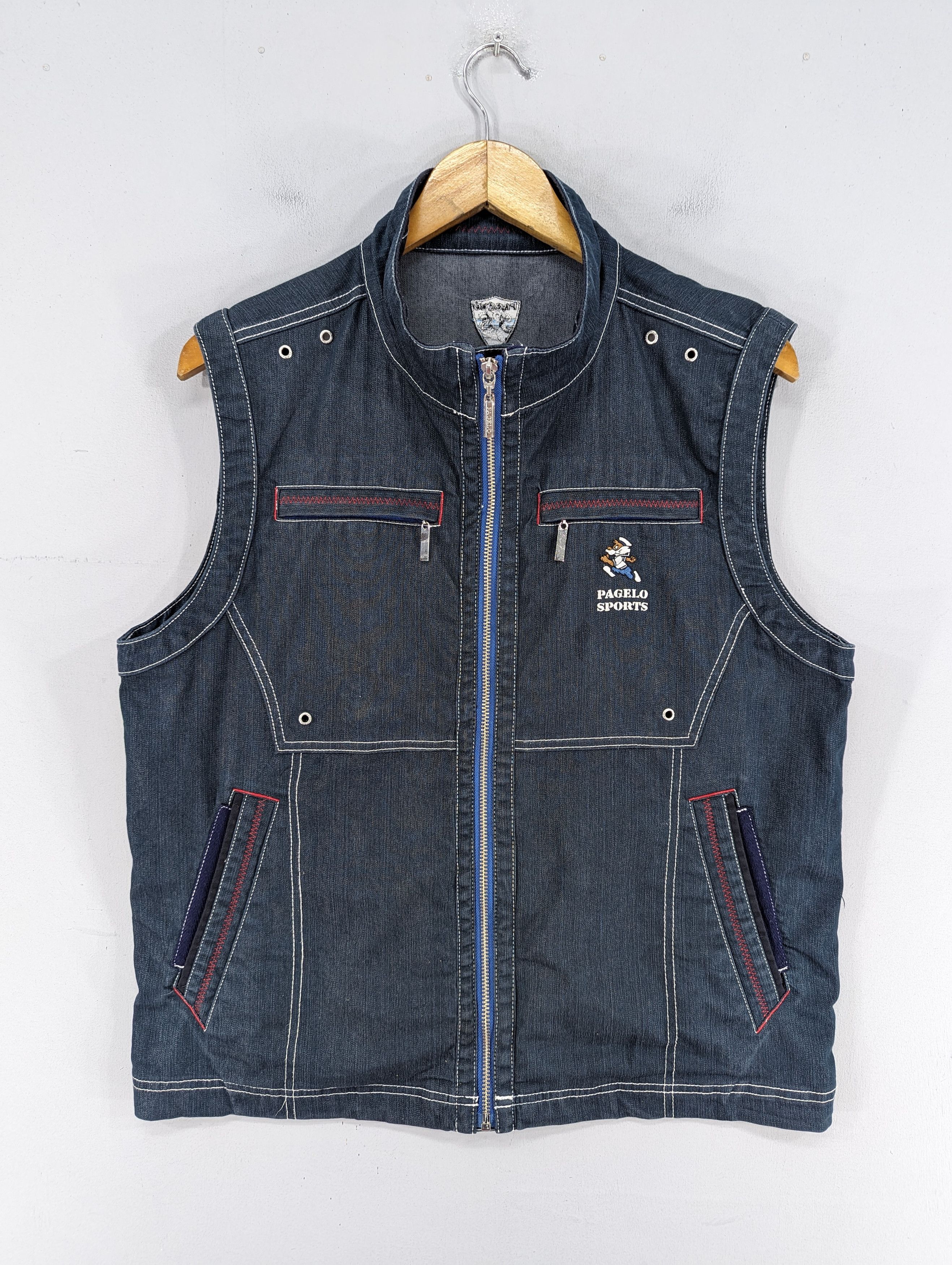 Other Vintage 90s Pagelo Sport Denim Vest Jacket Size US M / EU 48-50 / 2 - 1 Thumbnail