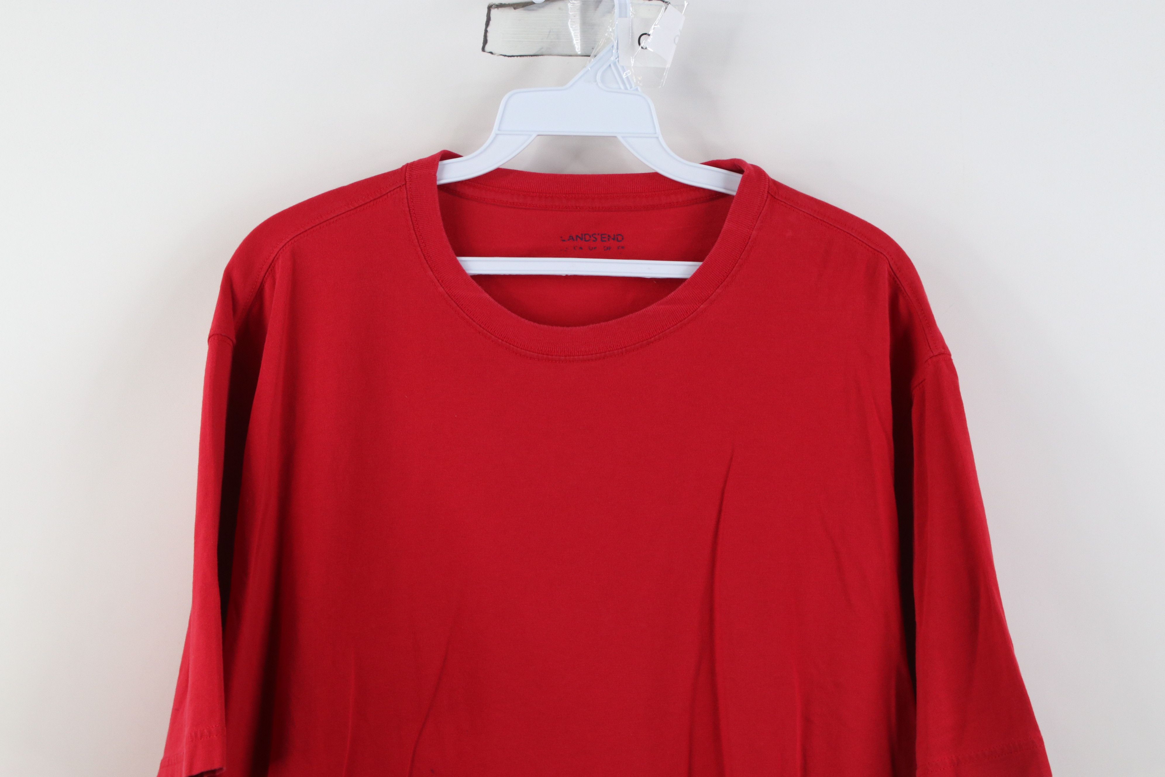 Lands' End Vintage Y2K Lands End Blank Short Sleeve Cotton T-Shirt Red Size US L / EU 52-54 / 3 - 2 Thumbnail
