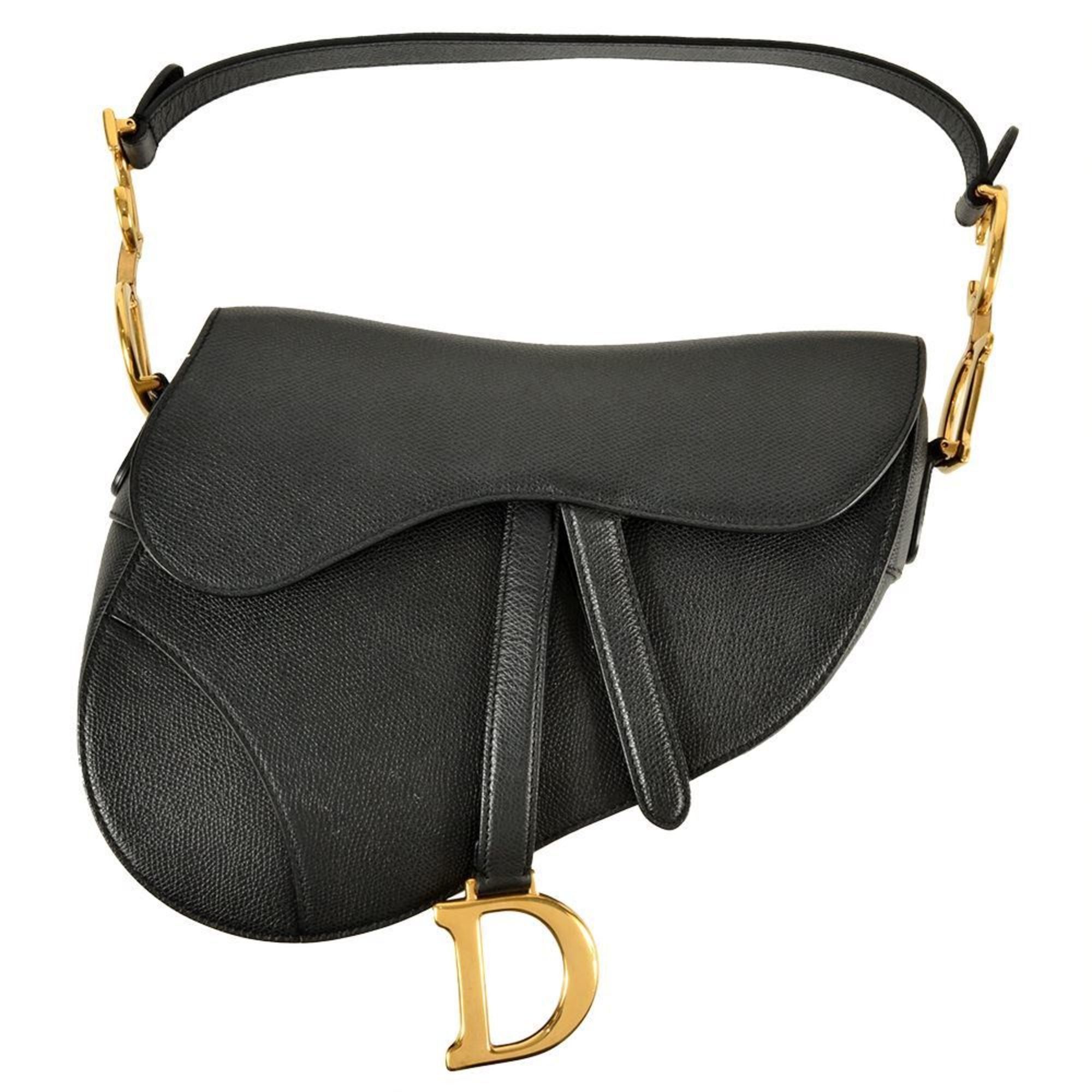 Christian Dior Dior Saddle Medium Handbag Leather Black Shoulder Bag For Women