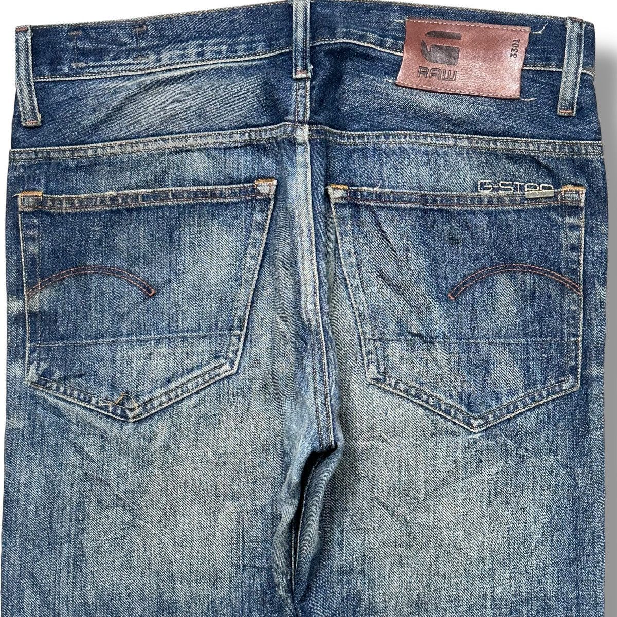 G-Star G-Star Raw 3301 Slim Fit Denim Jeans Vintage Faded Mud Wash Size US 34 / EU 50 - 4 Thumbnail