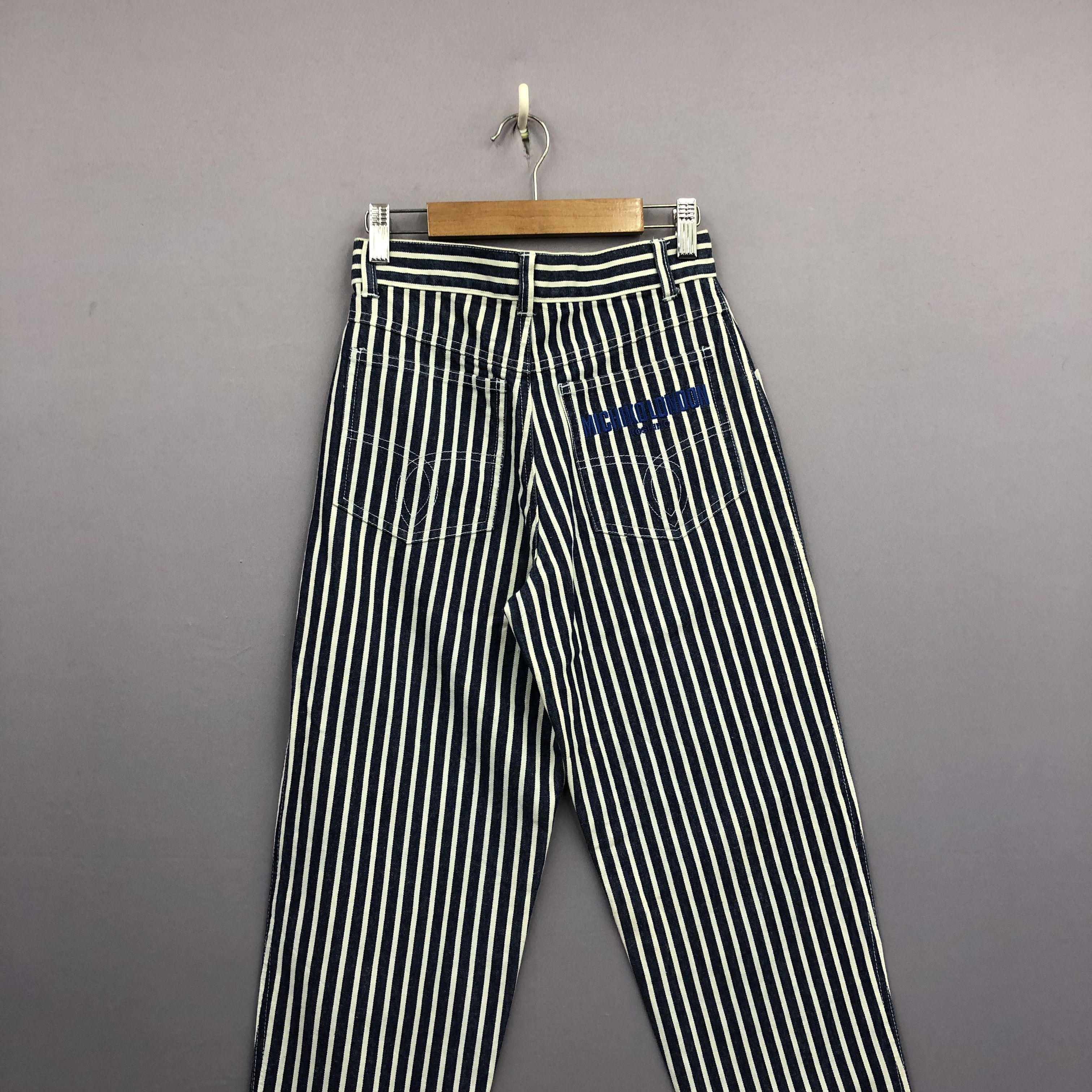 Michiko Koshino Vintage Michiko London Hickory Jeans Japanese Stripes Denim Size 24" / US 00 / IT 34 - 4 Thumbnail