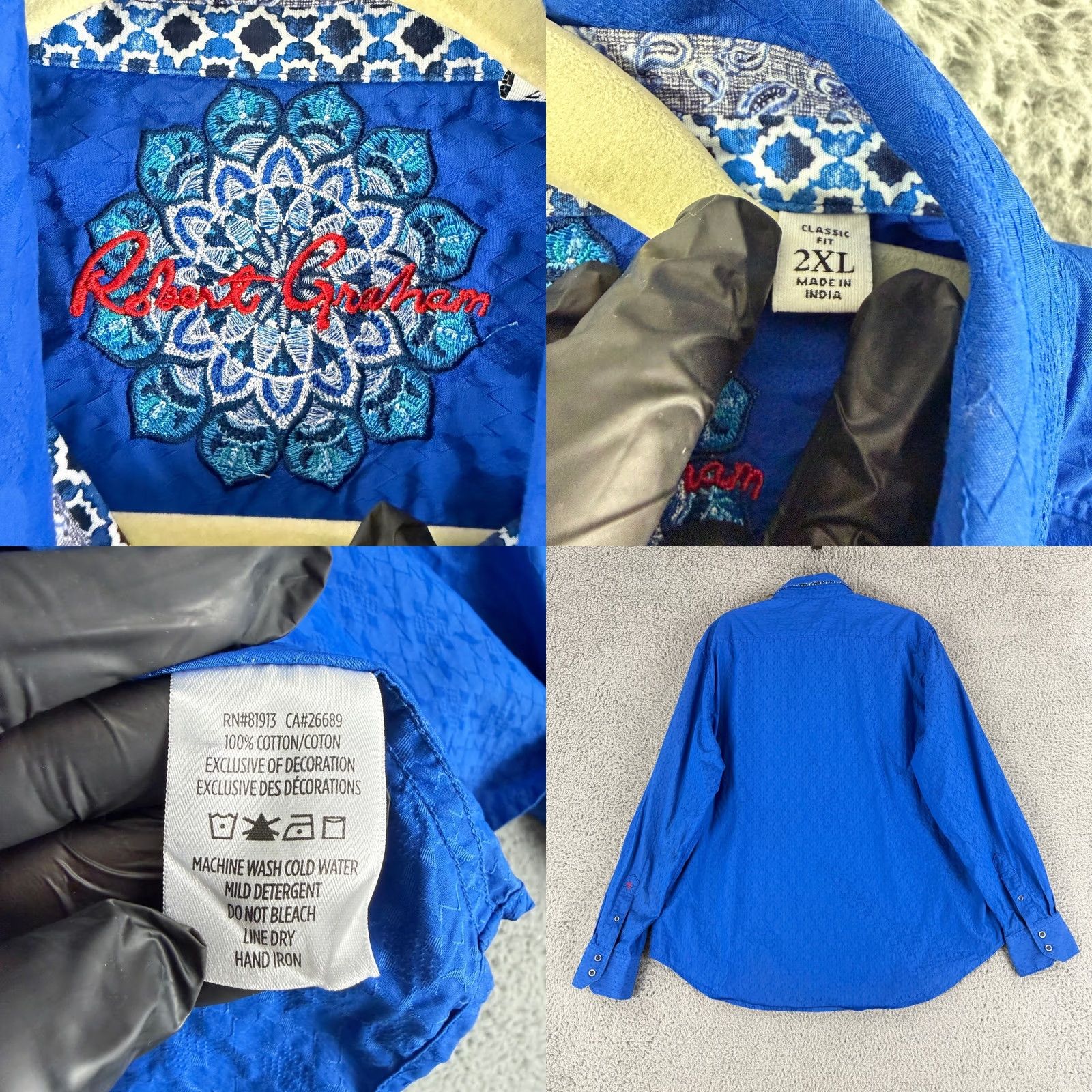 Robert Graham Robert Graham Shirt Mens 2XL Blue Jacquard Long Sleeve Button Down Classic Fit Size US XXL / EU 58 / 5 - 8 Thumbnail