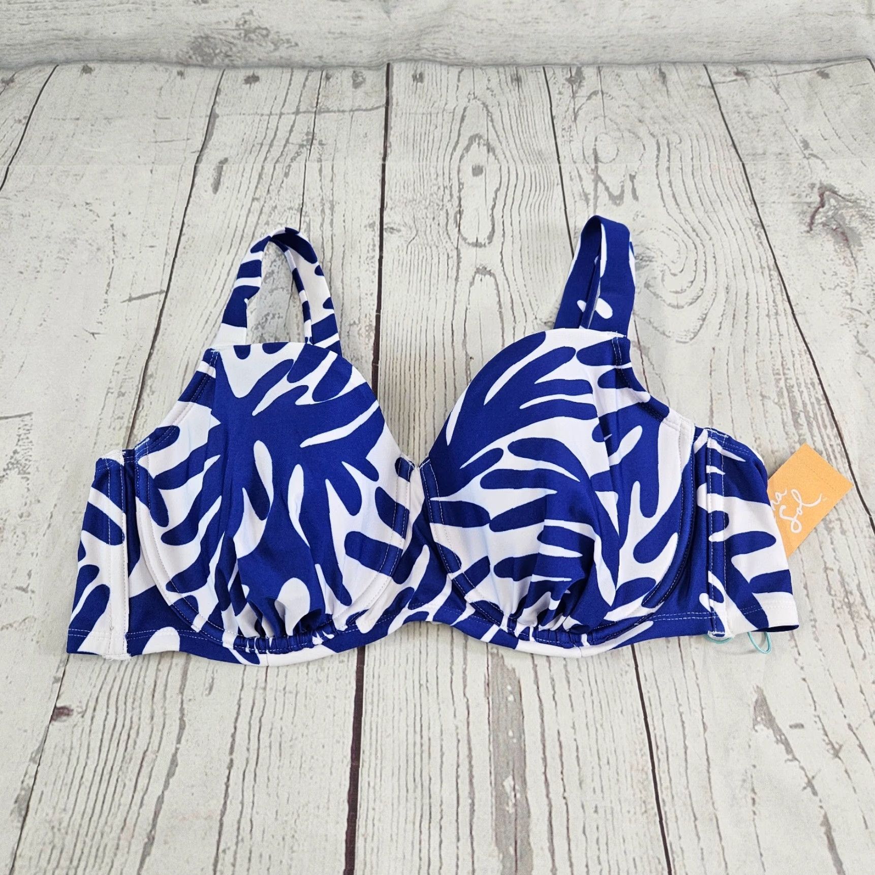 Vintage Kona Sol Bikini Top Womens Size 14 Blue White Adjustable Straps Top Size XL / US 12-14 / IT 48-50 - 2 Thumbnail