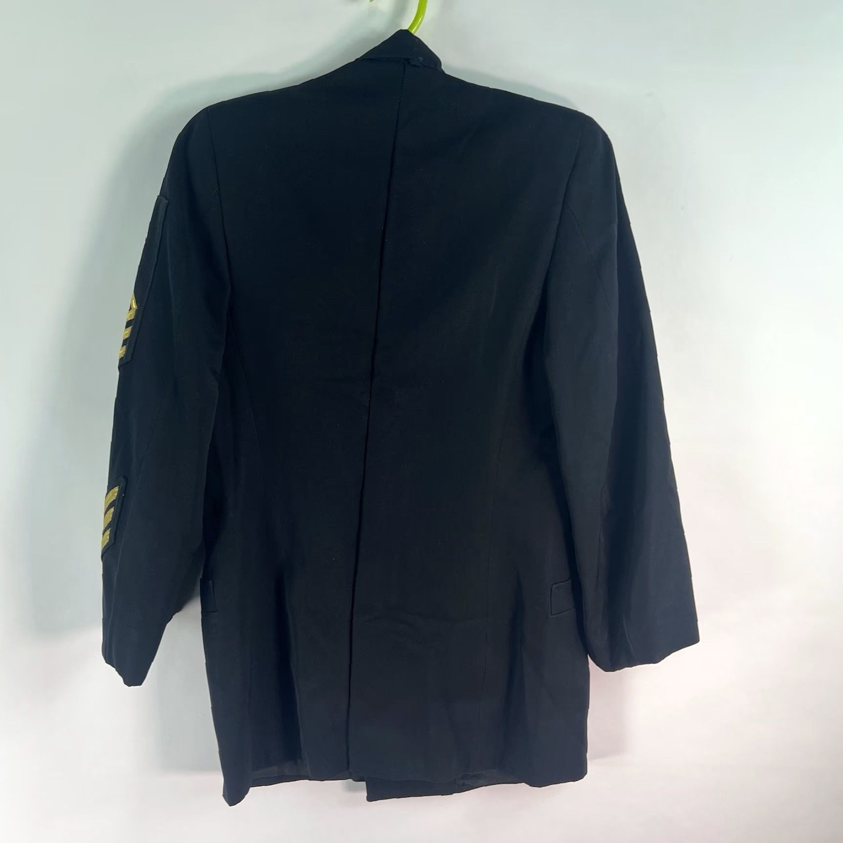 Vintage US Navy Dress Jacket Blazer 37R Mens Black Gold Buttons Nautical Patriotic 6-Button Tuxedo Peak Lapel Wool Blazer Mens Size 36R - 6 Thumbnail