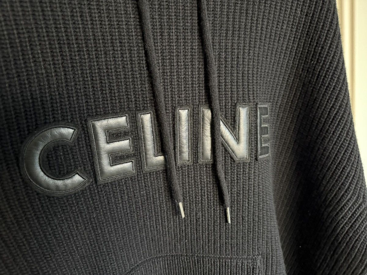 Celine $2k Celine hoodie sweater leather logo black wool Hedi S M Size US S / EU 44-46 / 1 - 14 Thumbnail