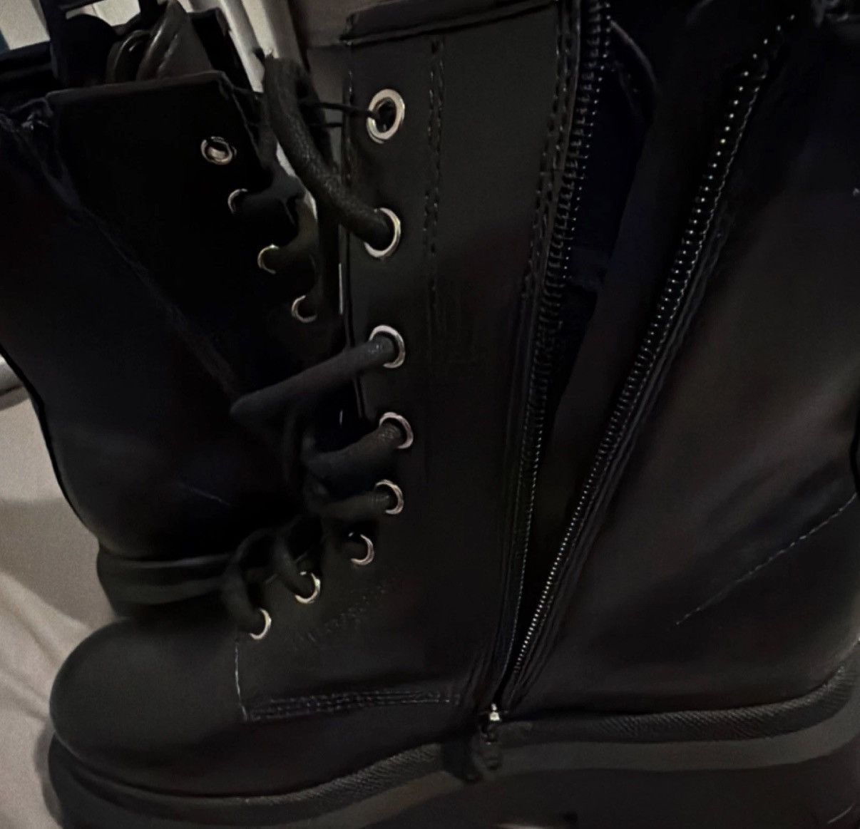 Other Tall Goth Zip Up Faux Leather Platform Boots Size US 8.5 / IT 38.5 - 4 Thumbnail