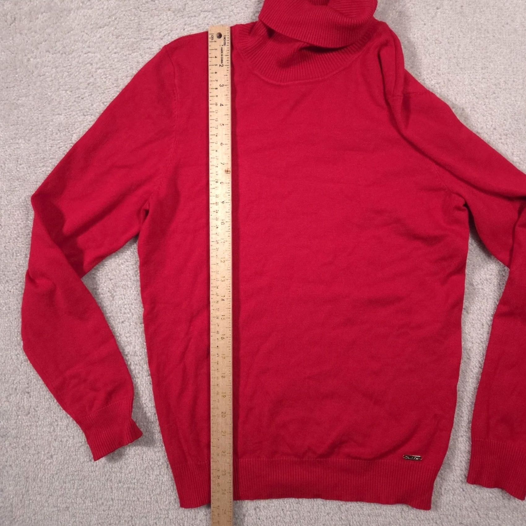 Calvin Klein Calvin Klein Sweater Womens M Red Turtleneck Knit Pullover Logo Rayon Nylon Size M / US 6-8 / IT 42-44 - 6 Thumbnail