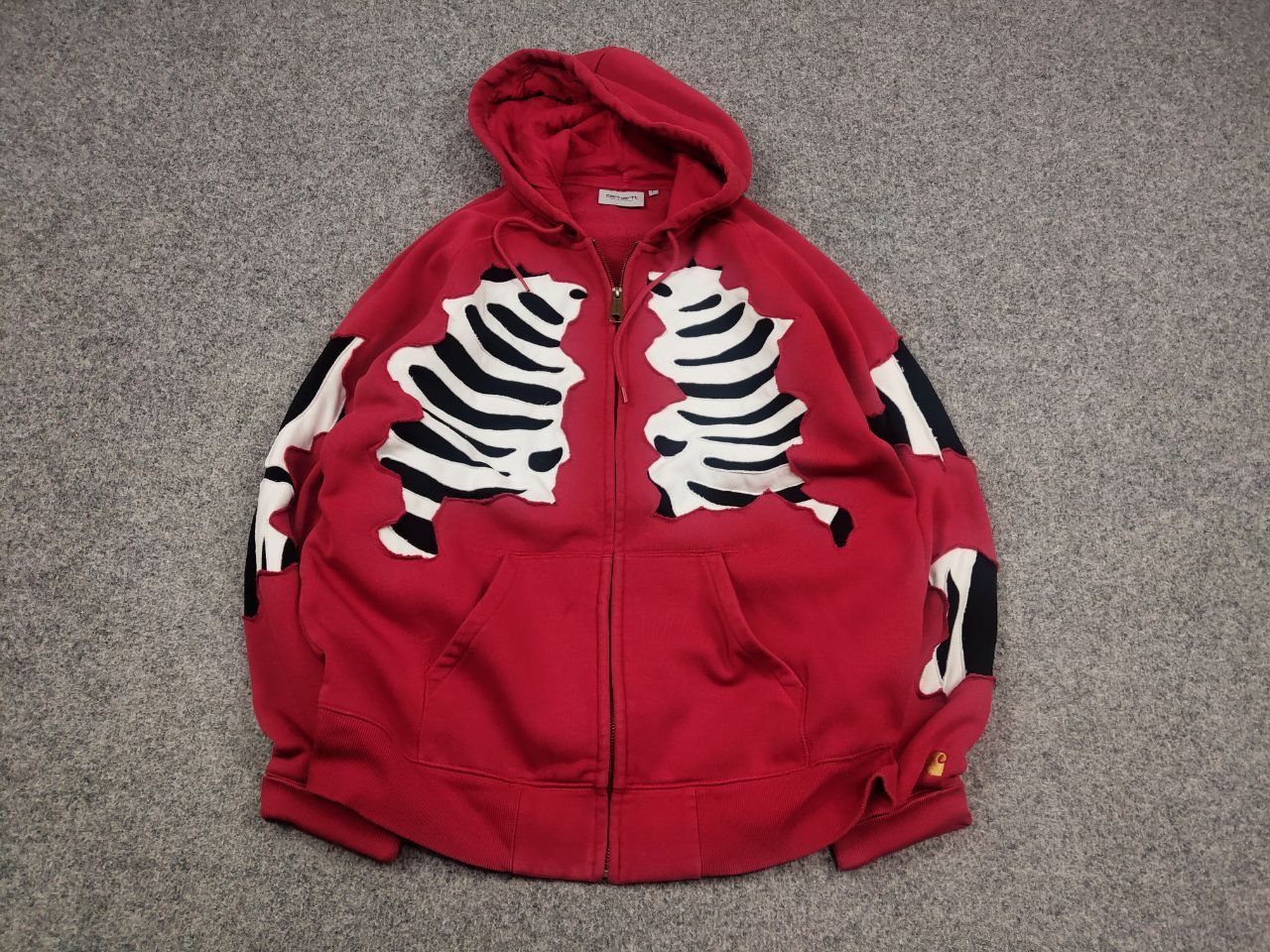 Carhartt Vintage Carhartt Skeleton Red Fit Zip hooded chase jacket Size US L / EU 52-54 / 3 - 2 Thumbnail