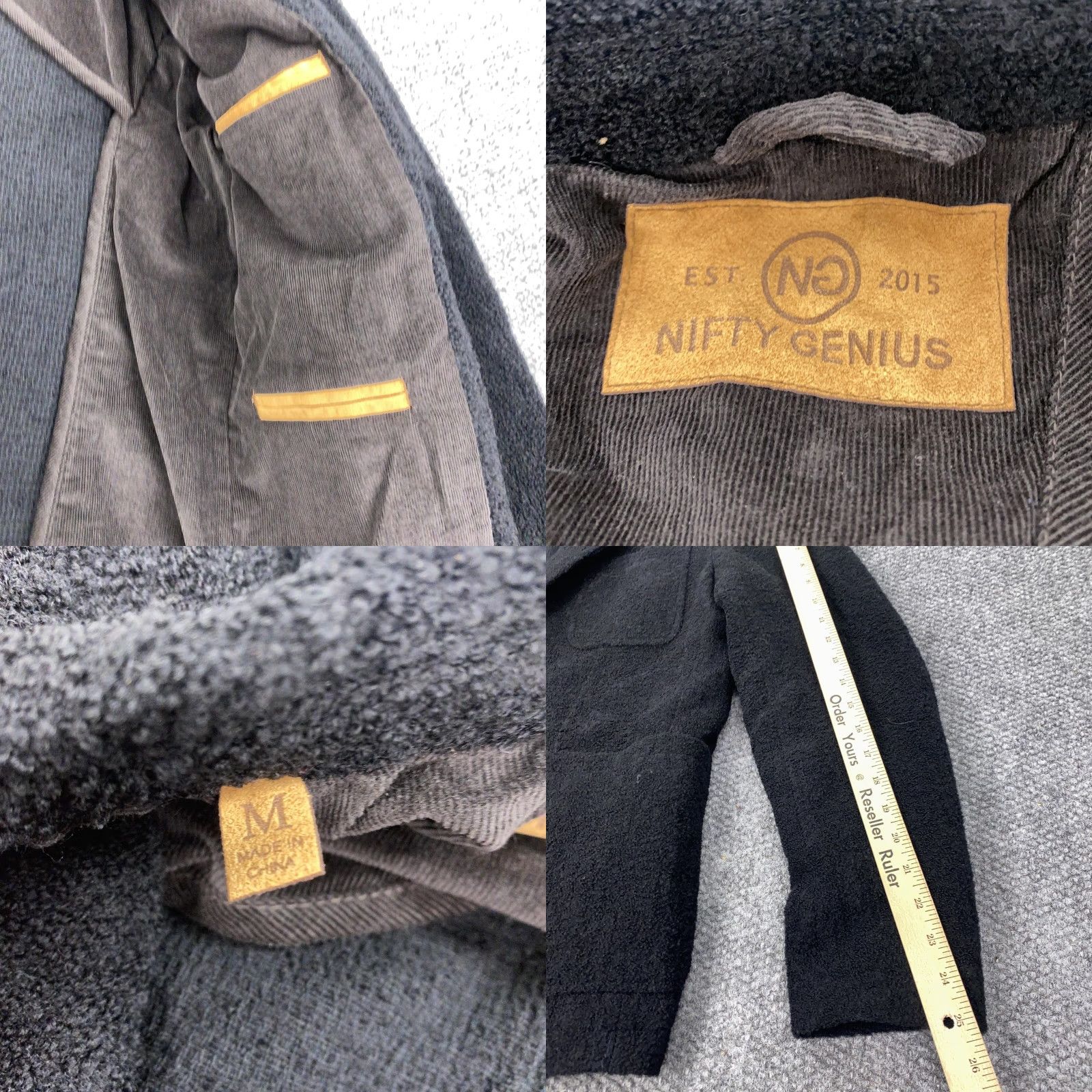 Vintage Nifty Genius Blazer Mens Medium Black Wool Blend Sport Coat Elbow Patches Jacket Size 40R - 8 Thumbnail