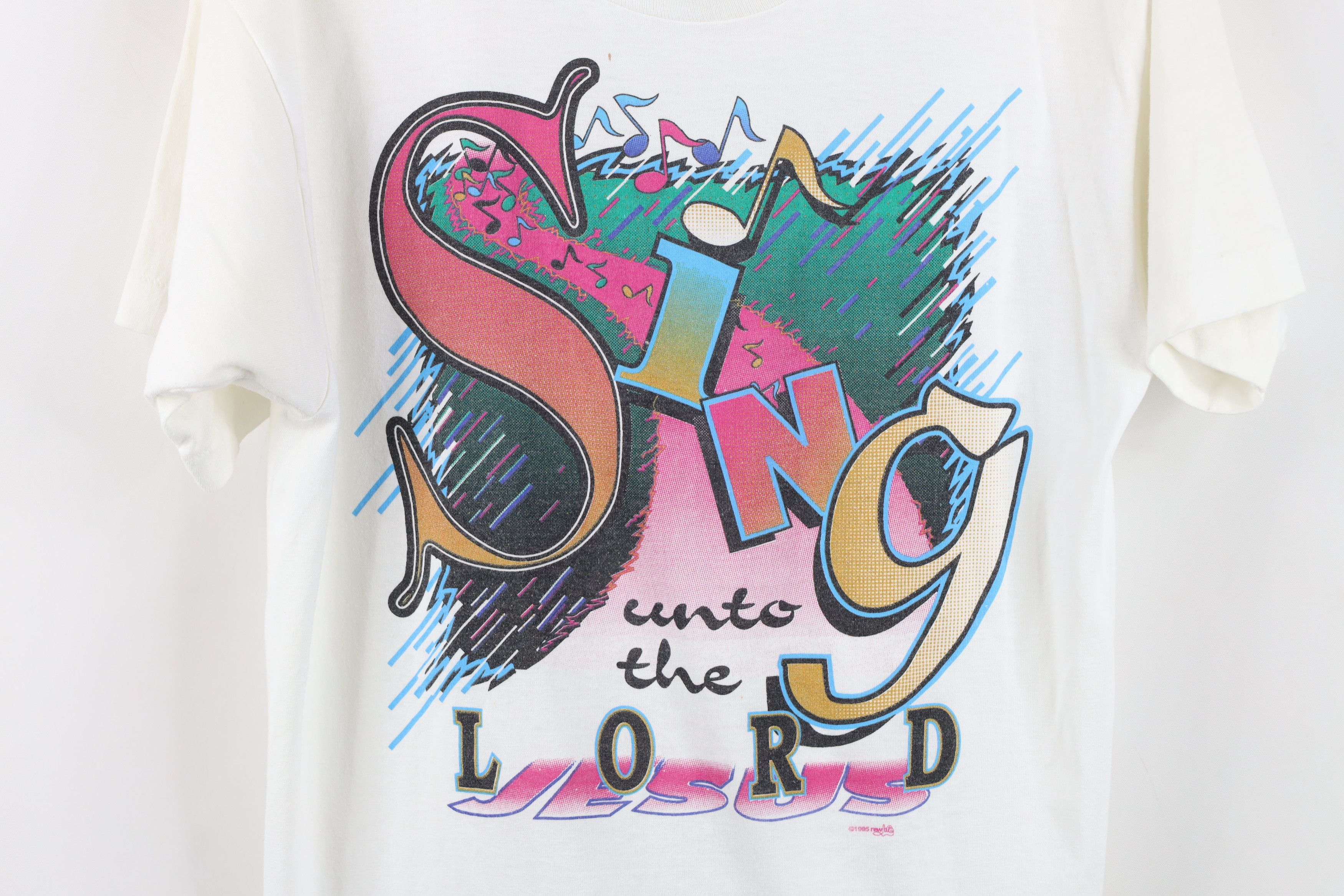 Vintage Vintage 90s Sing Unto the Lord Jesus T-Shirt White USA Size M / US 6-8 / IT 42-44 - 4 Thumbnail