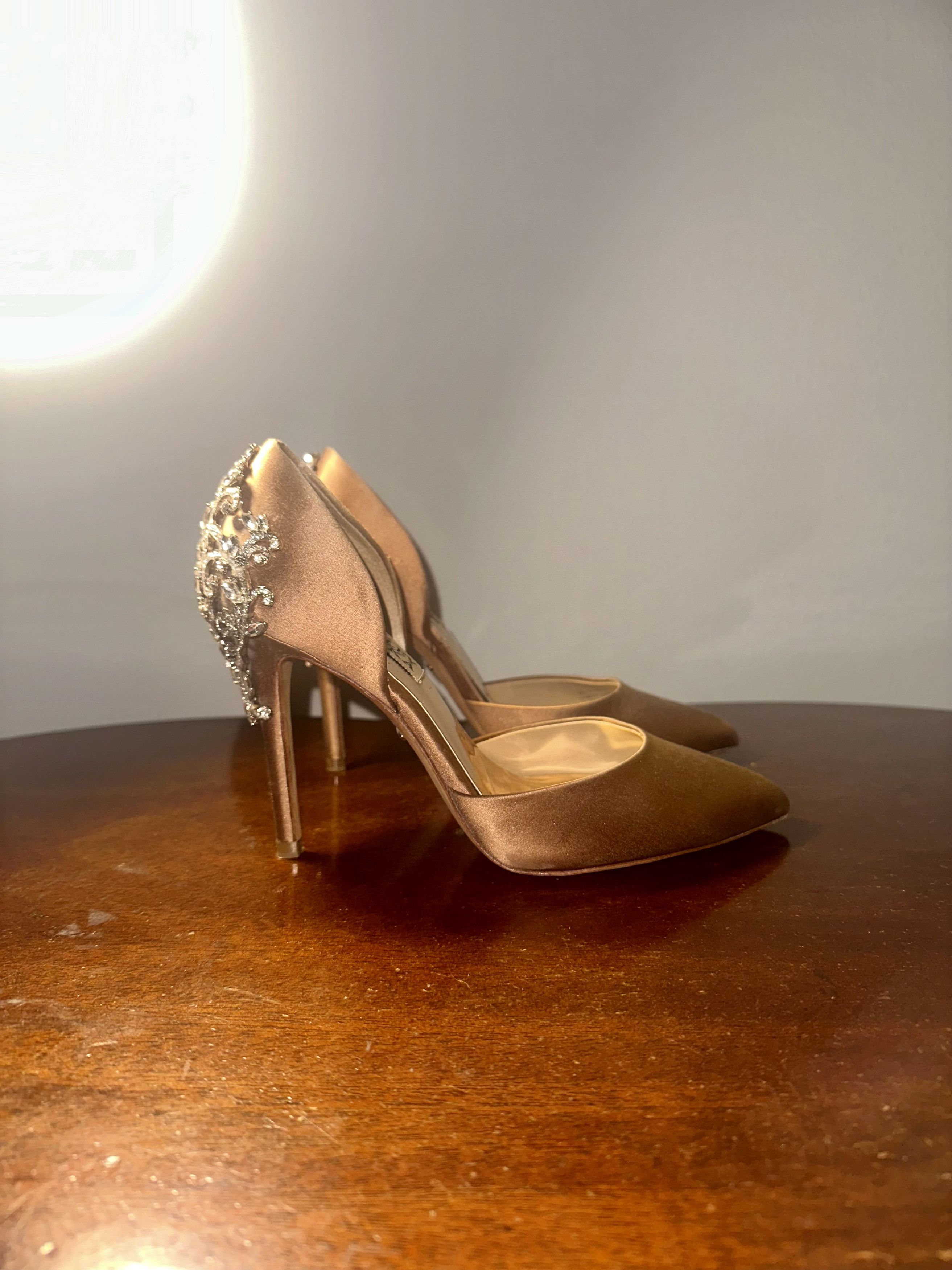 Badgley Mischka Satin Embellished Heels Size US 5.5 / IT 35.5 - 1 Thumbnail