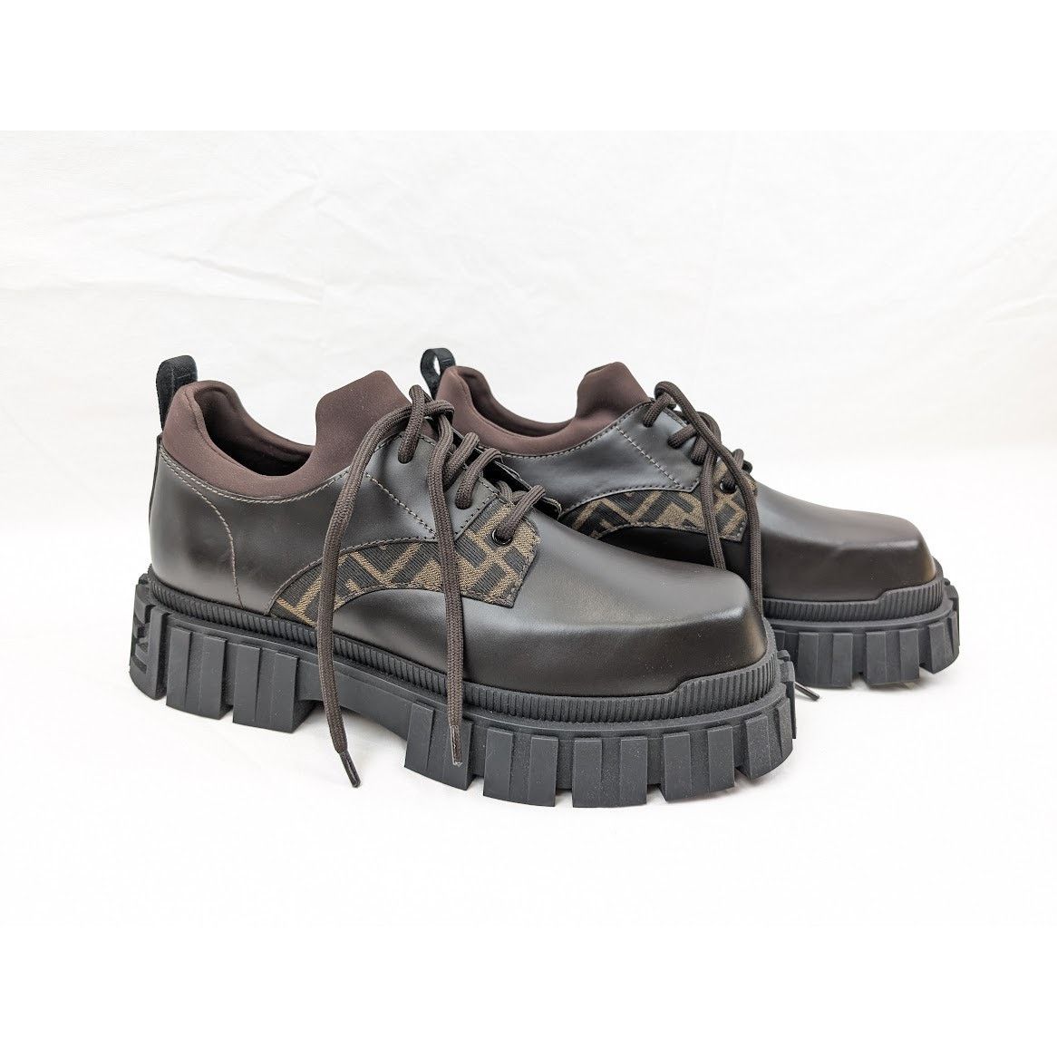 o1rshd1 Lace Up Fabric Calf Leather Boots Shoe in Multicolor