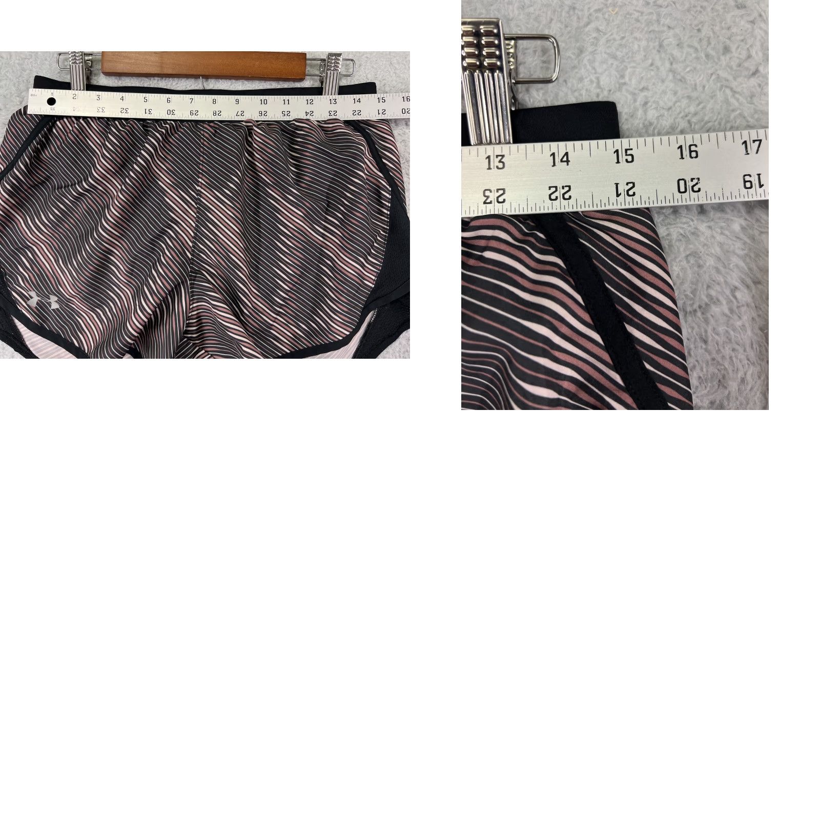 Under Armour Under Armour Shorts Womens M Pink Black Striped Running Jogging Polyester Athletic Breathable Quick Dry 100% Polyester Womens Shorts Size 32" / US 10 / IT 46 - 9 Thumbnail