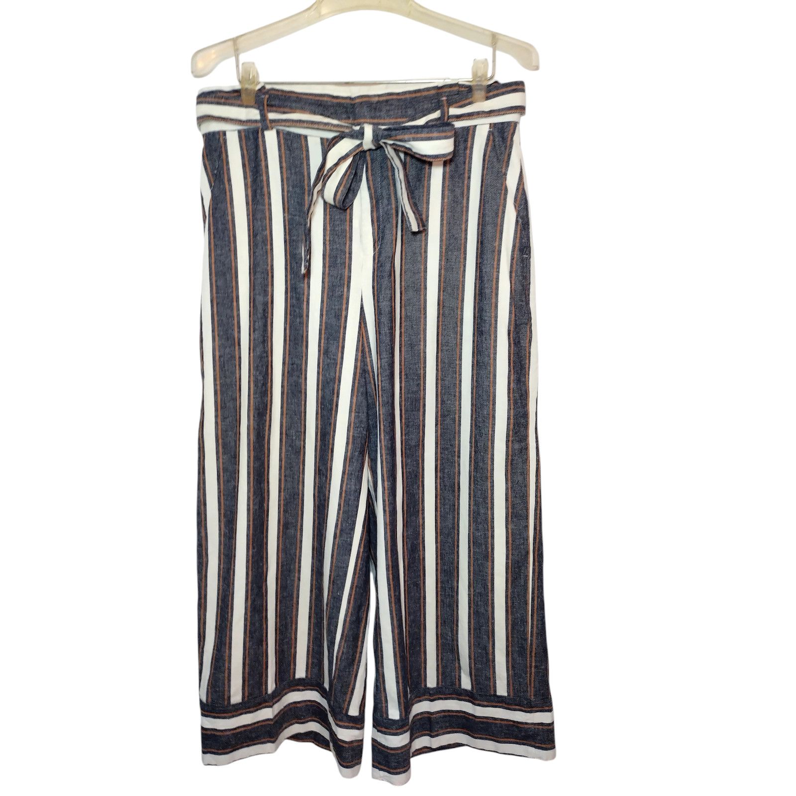 Banana Republic NWT Banana Republic Womens Blue Stripes wide Leg Pants Sz 12 Size 34" / US 12 / IT 48 - 6 Thumbnail