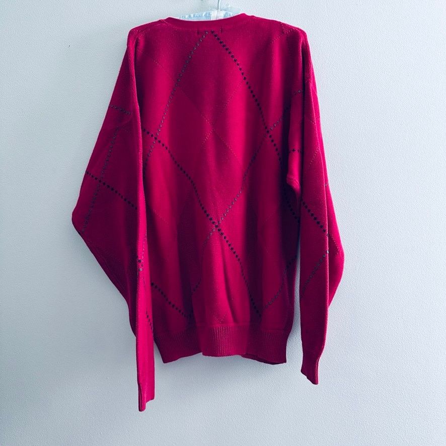 Nautica Vintage Nautica red argyle v neck sweater Size US XL / EU 56 / 4 - 3 Thumbnail
