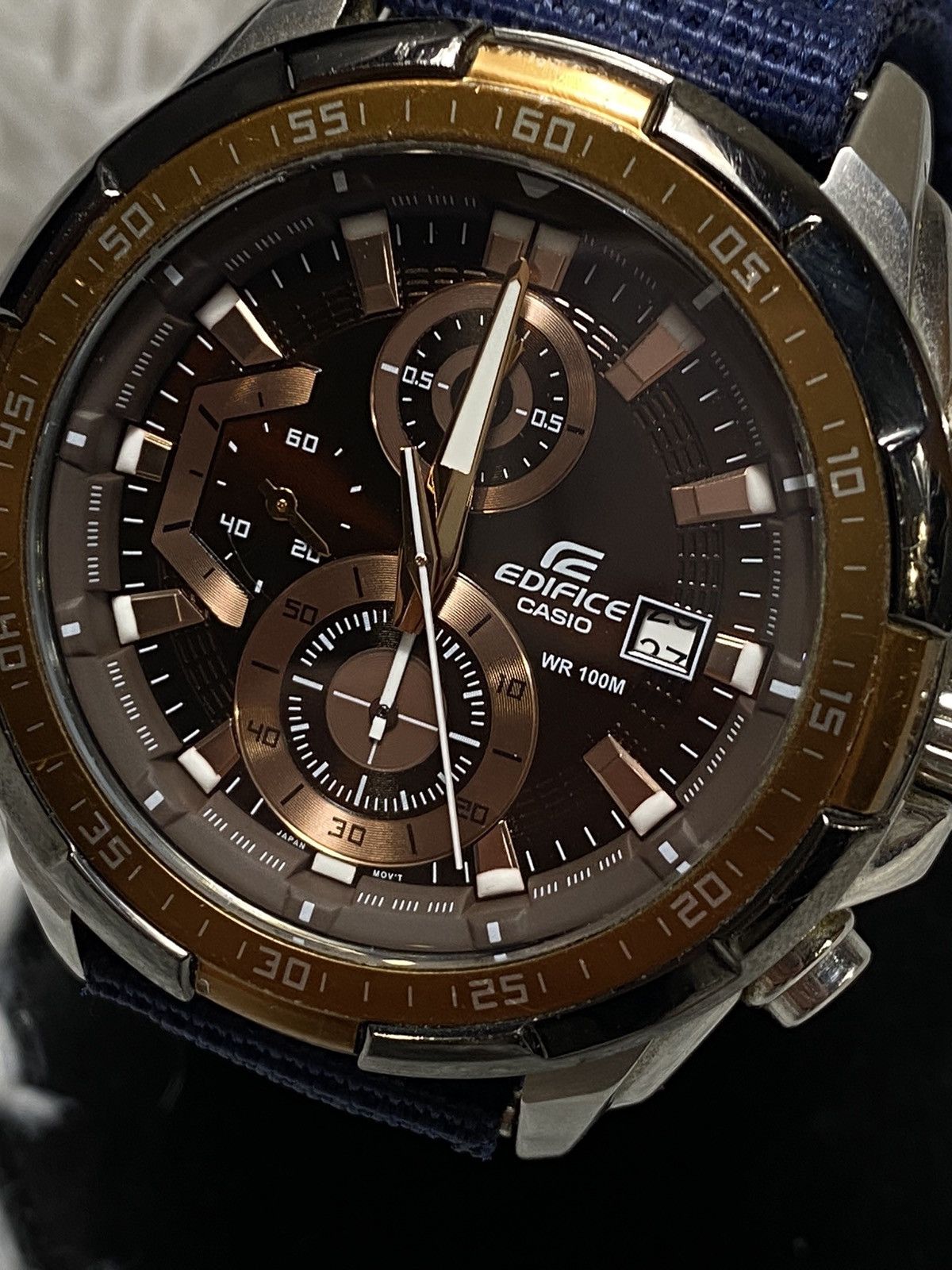 Casio × Edifice Japan × Japanese Brand Casio Edifice Copper Dial, Blue Strap – Japanese Brand Size ONE SIZE - 9 Thumbnail