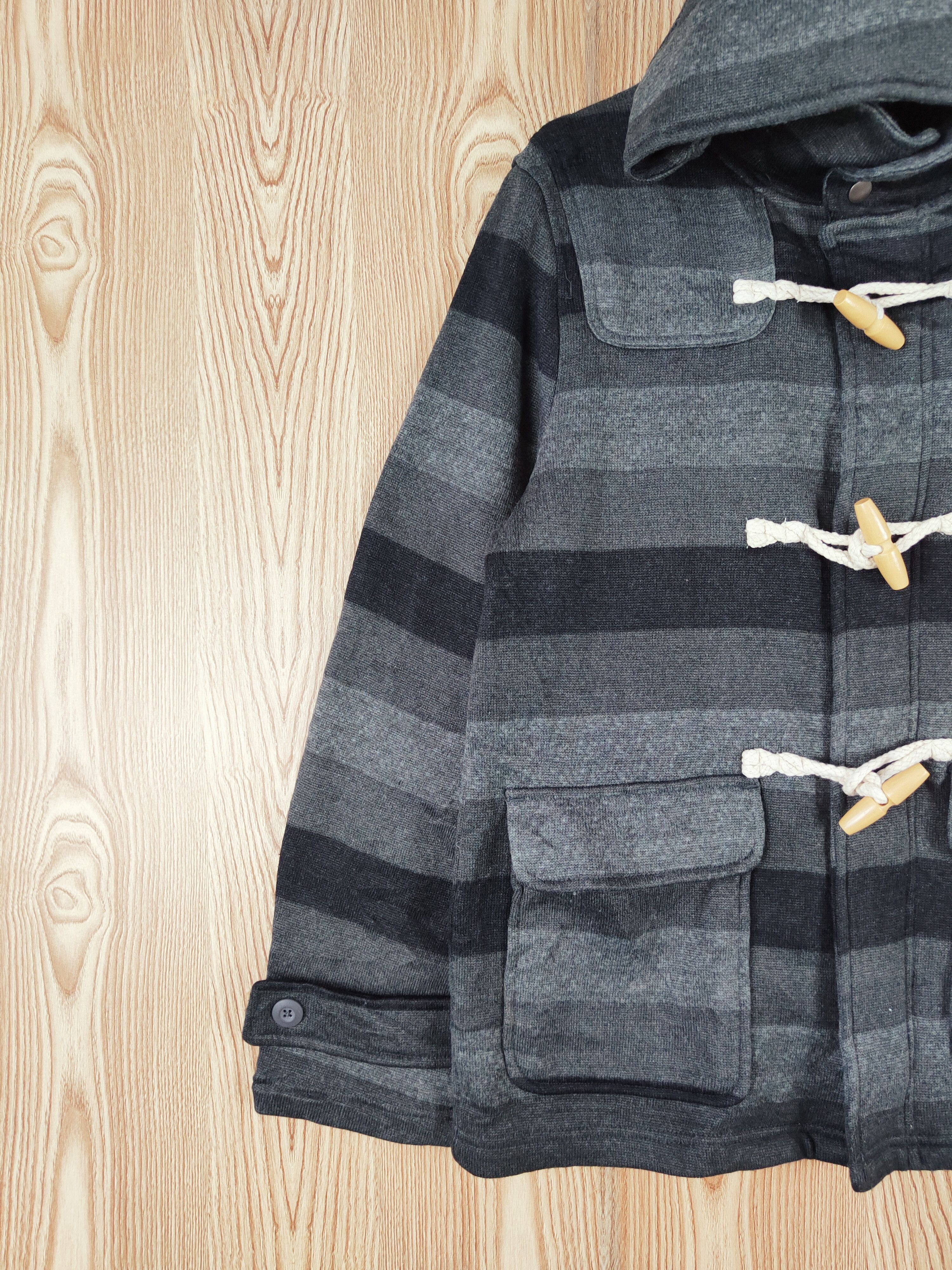 Japanese Brand × Vintage Vintage Japanese Brand Gray Black Hoodie Duffle Coats Size US L / EU 52-54 / 3 - 3 Thumbnail