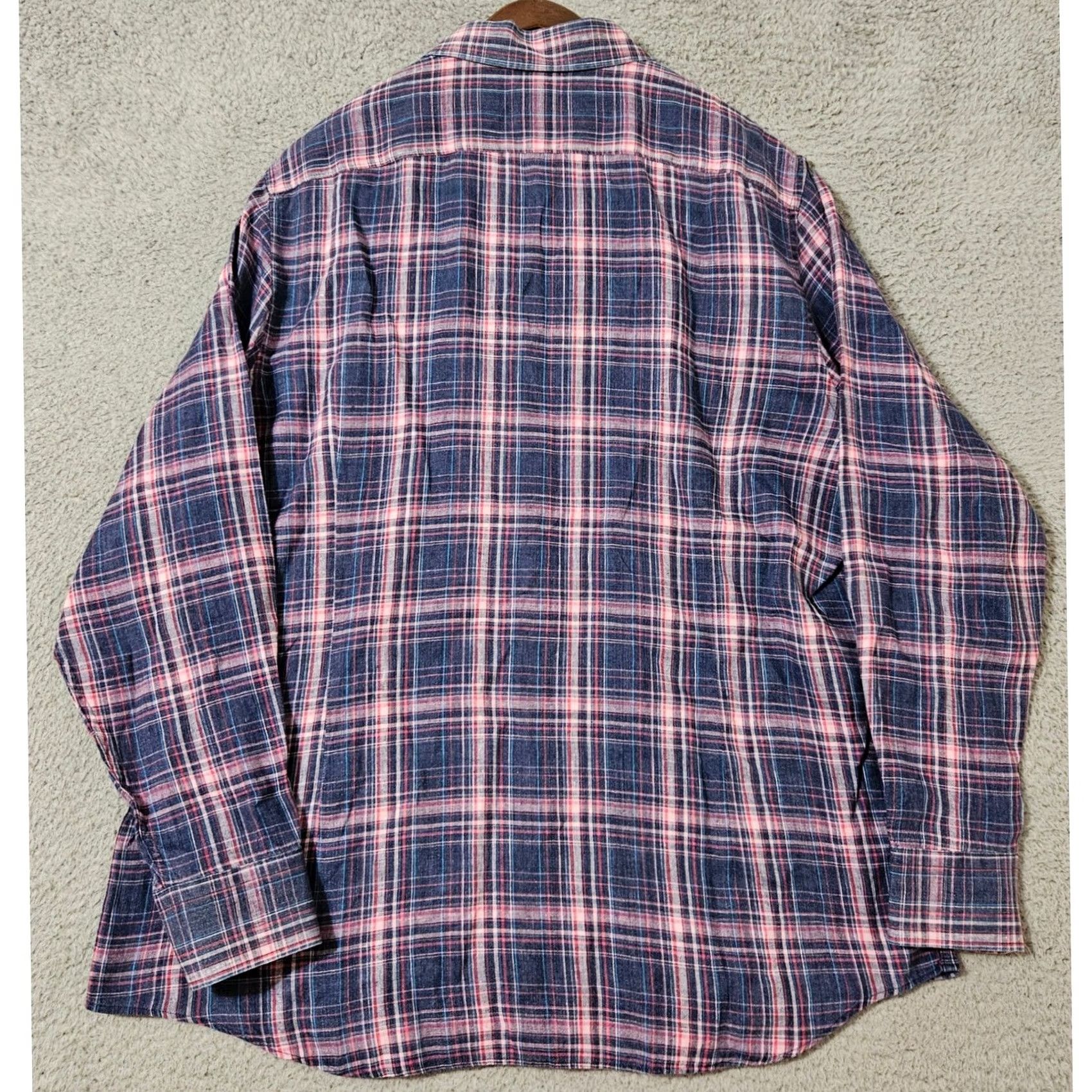 Murano Murano Baird McNutt Linen Shirt Men's XL Blue Red Button Down Plaid Checkered Size US XL / EU 56 / 4 - 2 Thumbnail