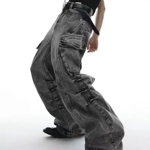 Japanese Brand VIBE Vintage washed stacked design wide leg jeans Size US 31 - 4 Thumbnail
