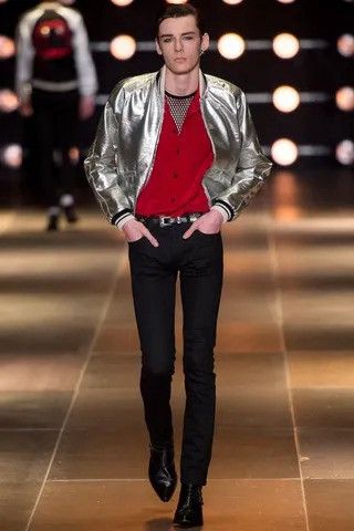 Saint Laurent Paris SS14 Saint Laurent Hedi Slimane Silver Varsity Teddy Jacket Size US S / EU 44-46 / 1 - 20 Thumbnail