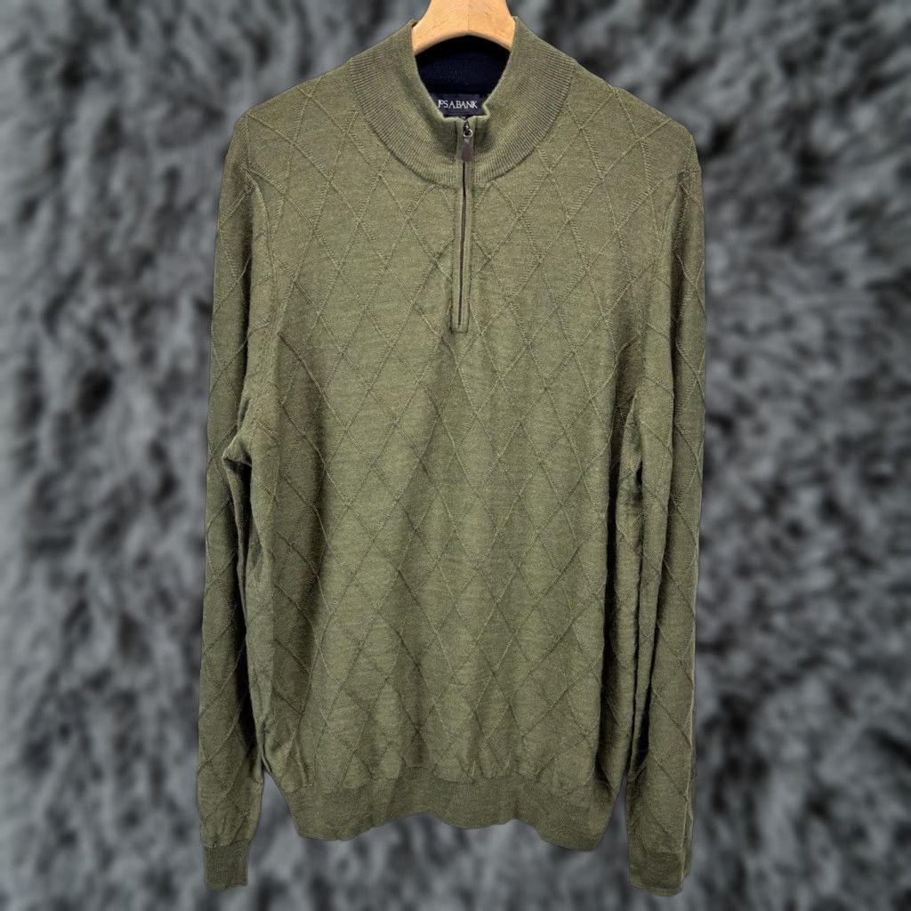 Jos. A. Bank VINTAGE Jos A. Bank Men's Sweater Pullover 1/4 Zip Big & Tall 2XLT Green Knit Classic Fit Fall Winter Size US XXL / EU 58 / 5 - 1 Thumbnail