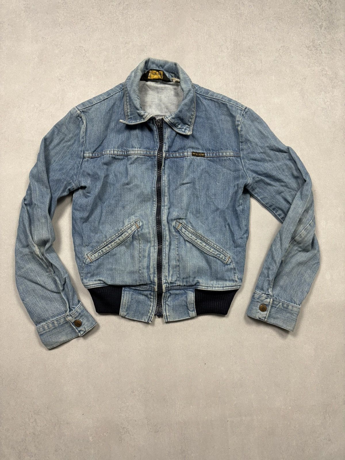 Wrangler Vintage Wrangler Zip Up Denim Trucker Jacket 80s Rare Faded Size XS / US 0-2 / IT 36-38 - 1 Thumbnail