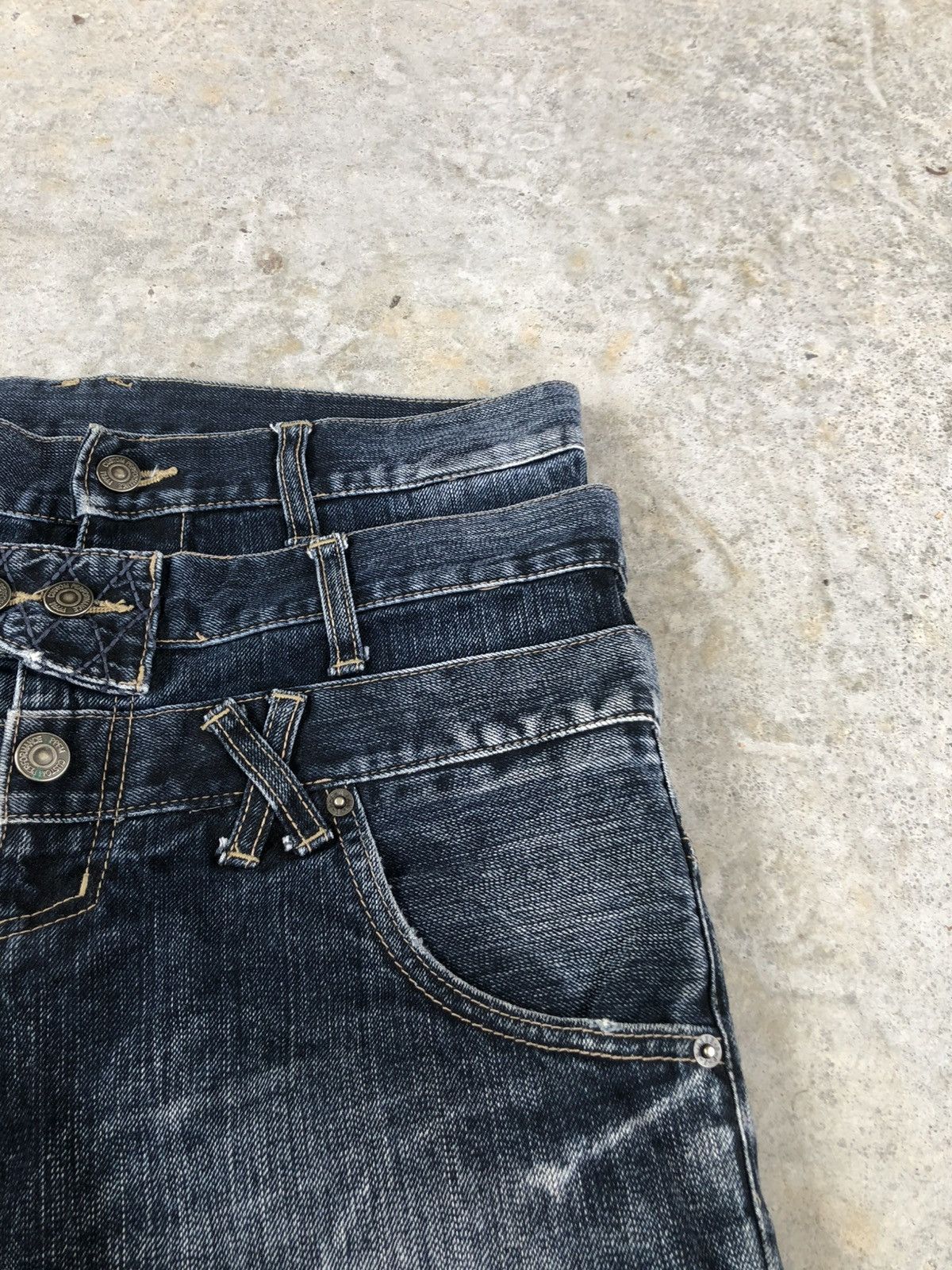 PPFM PPFM Double Waist Punk Style Distressed Jeans Size US 32 / EU 48 - 14 Thumbnail