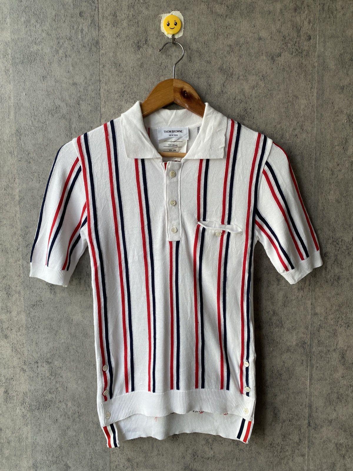 Thom Browne Thom Browne RWB-Stripe Knitted Cotton Polo Shirt Size US XS / EU 42 / 0 - 2 Thumbnail